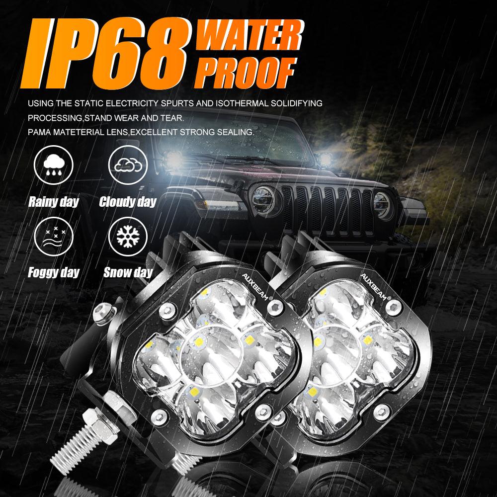 3 Inch 80W 9600LM LED Pods Lights White&Amber for JEEP