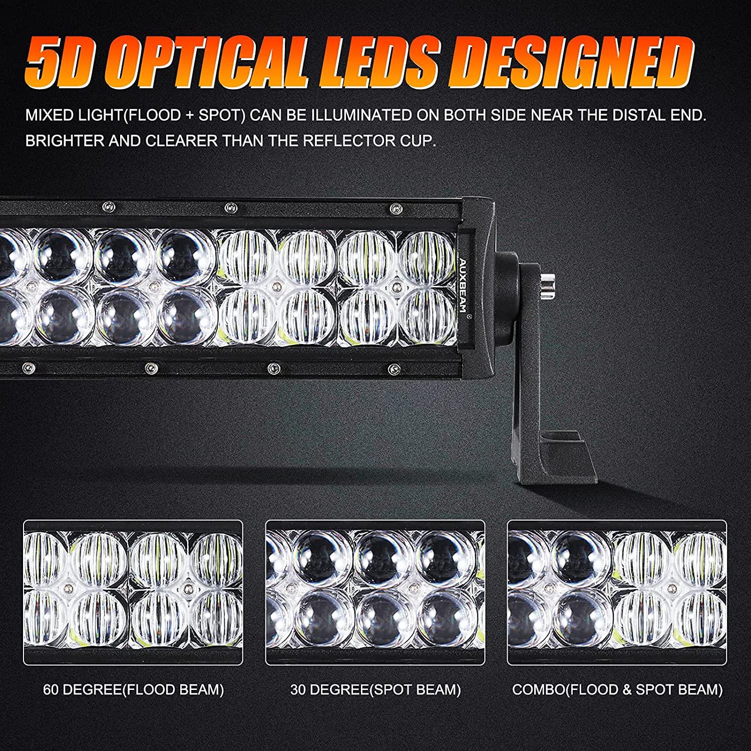 5D Series 22 Inch/32 Inch/42 Inch/50 Inch/52 Inch Combo Beam Straight/Curved Double Row LED Light Bar