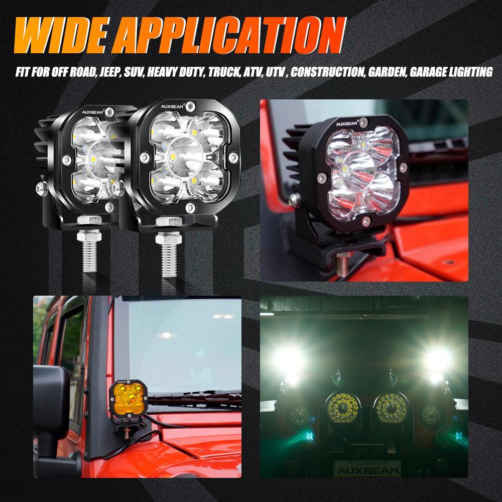 3 Inch 80W 9600LM LED Pods Lights White&Amber for CHEVROLET