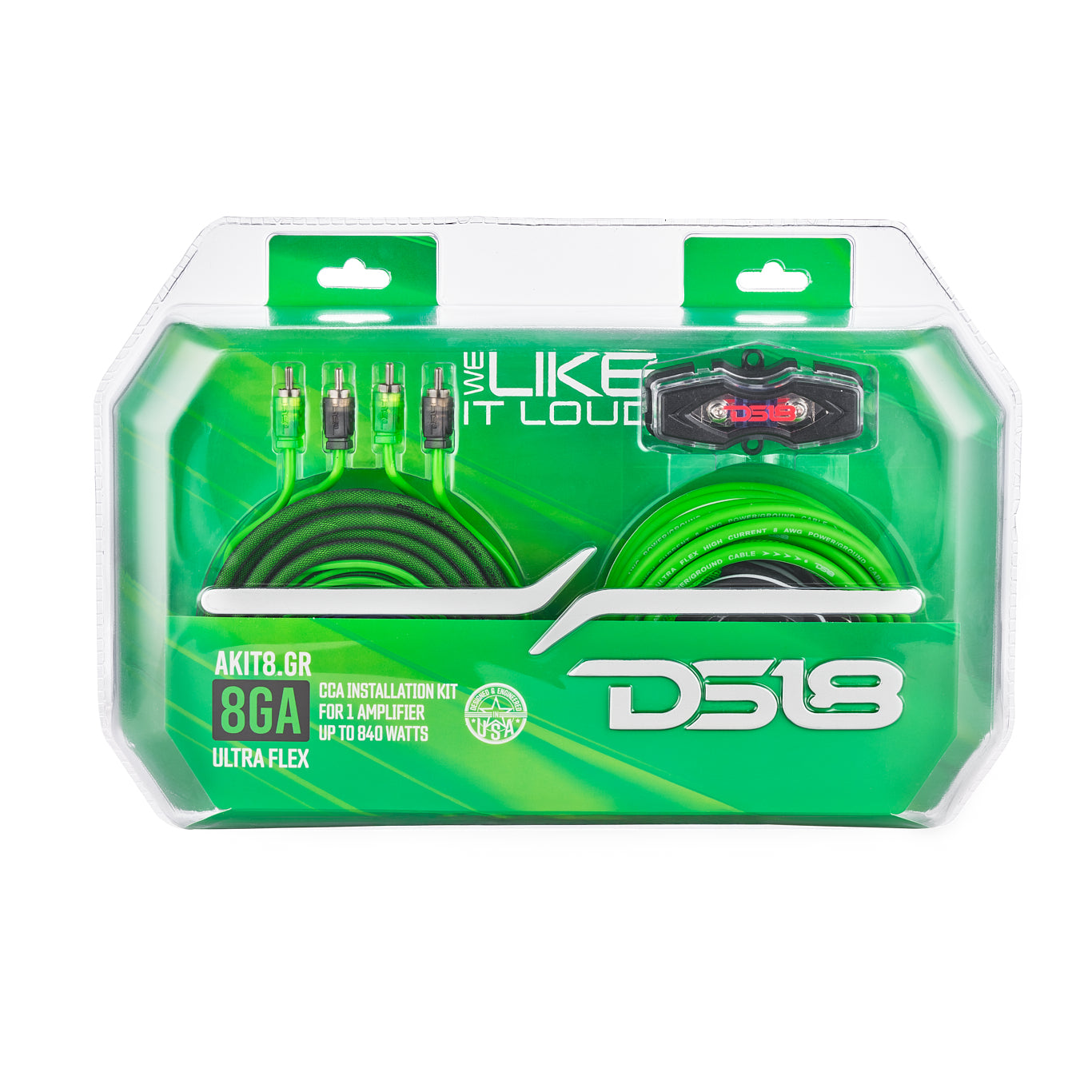 8-GA Amplifier Installation Wiring Kit - Green