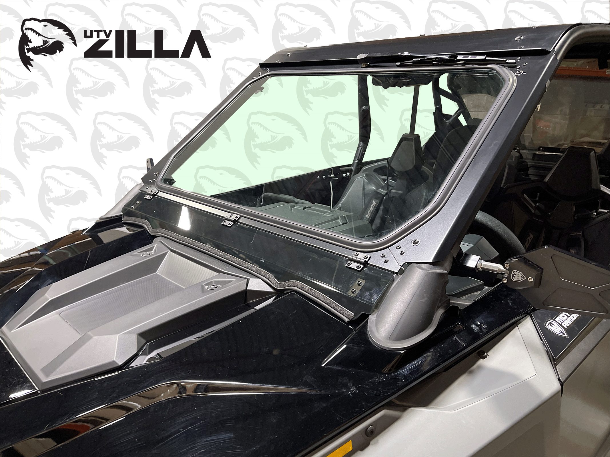 Black Vented Glass Windshield for RZR PRO/TURBO R with Wiper 2020-2024