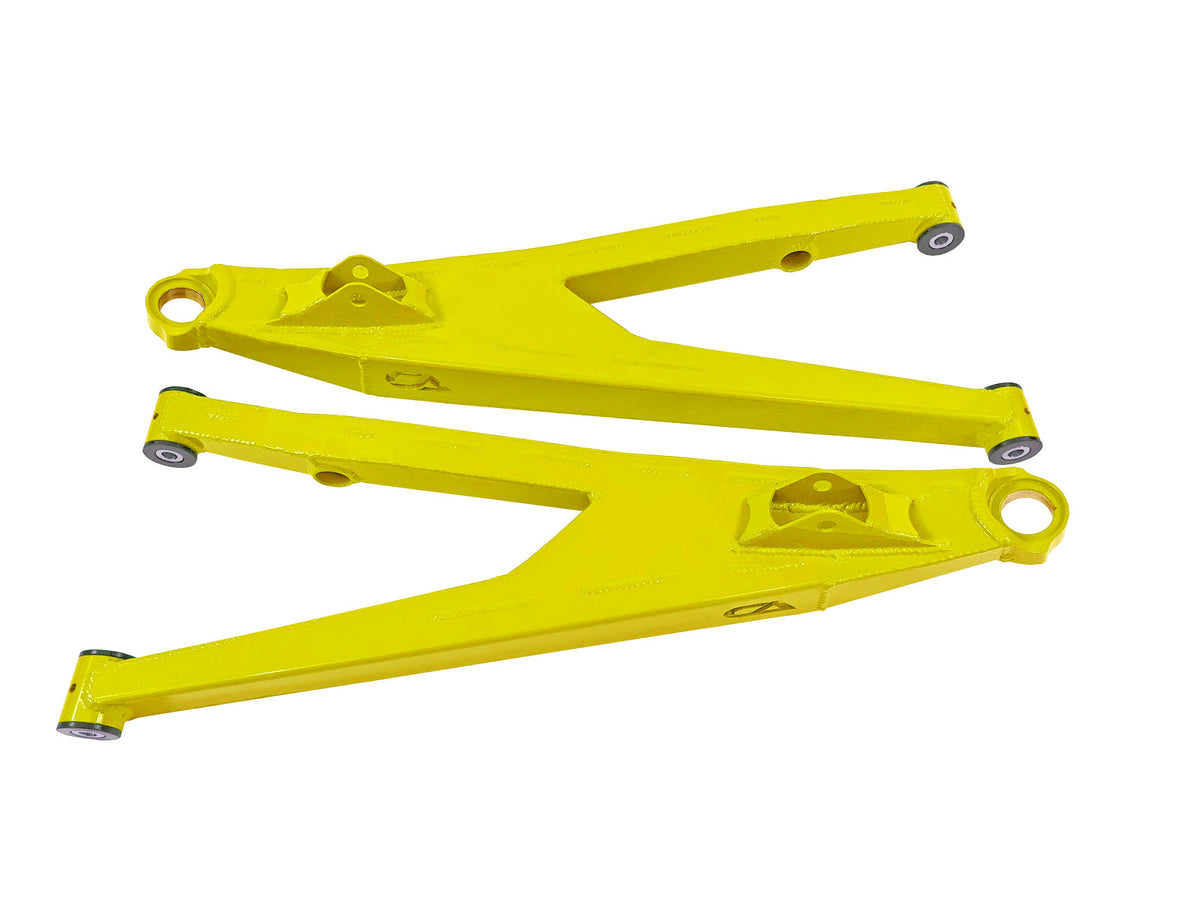 Can-Am Maverick X3 Upper Boxed Control Arms are laser cut from 4130 chromoly then CNC broke for quality and accuracy. Comes complete with 25% larger bushings installed to decrease wear and increase bushing life. Made with TIVAR® a high quality UHMW-PE material and is resistant to most all chemicals and conditions.