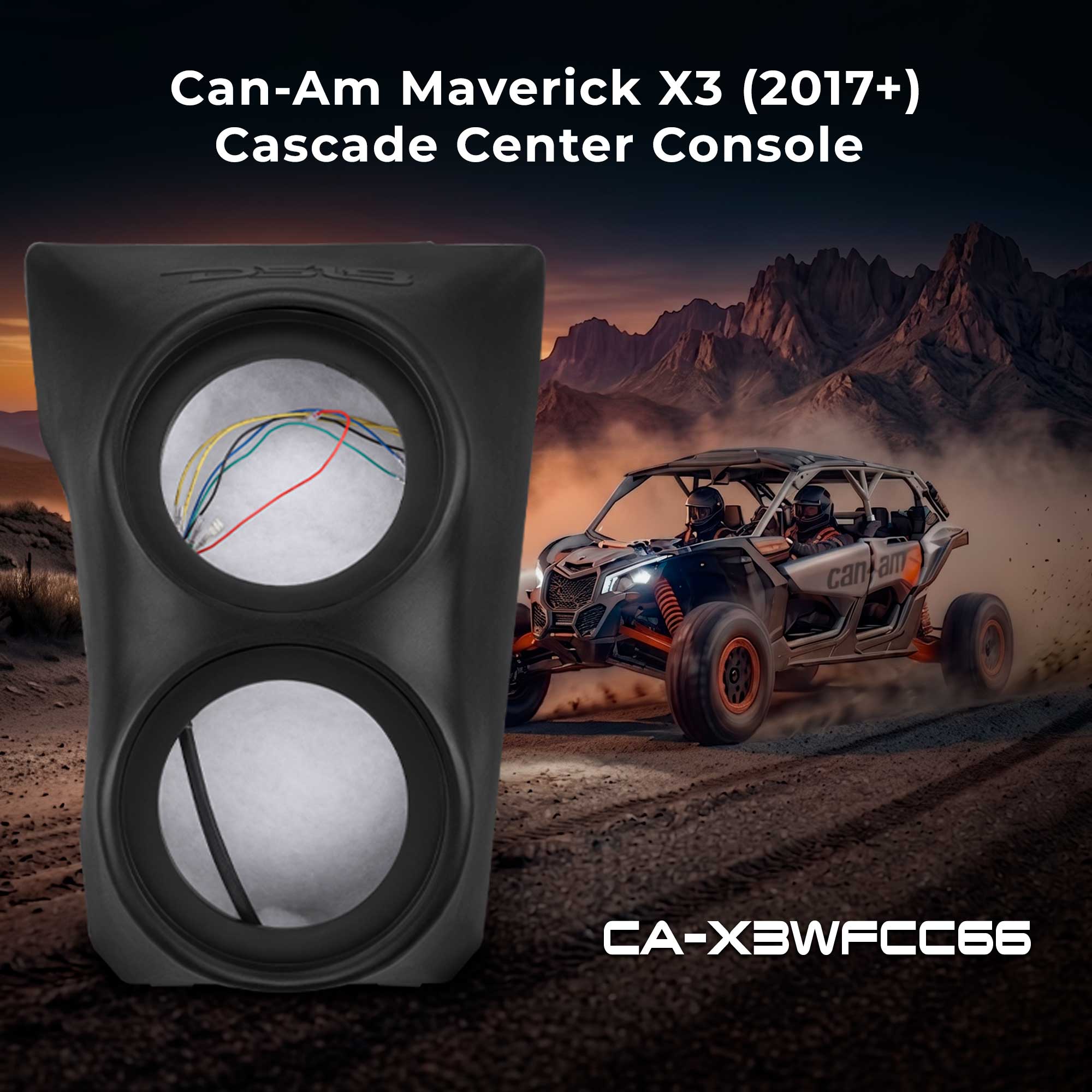 Can-Am Maverick X3 (2017-Up) Waterfall Center Console Speaker Pod – Fits Dual 6.5” Speakers