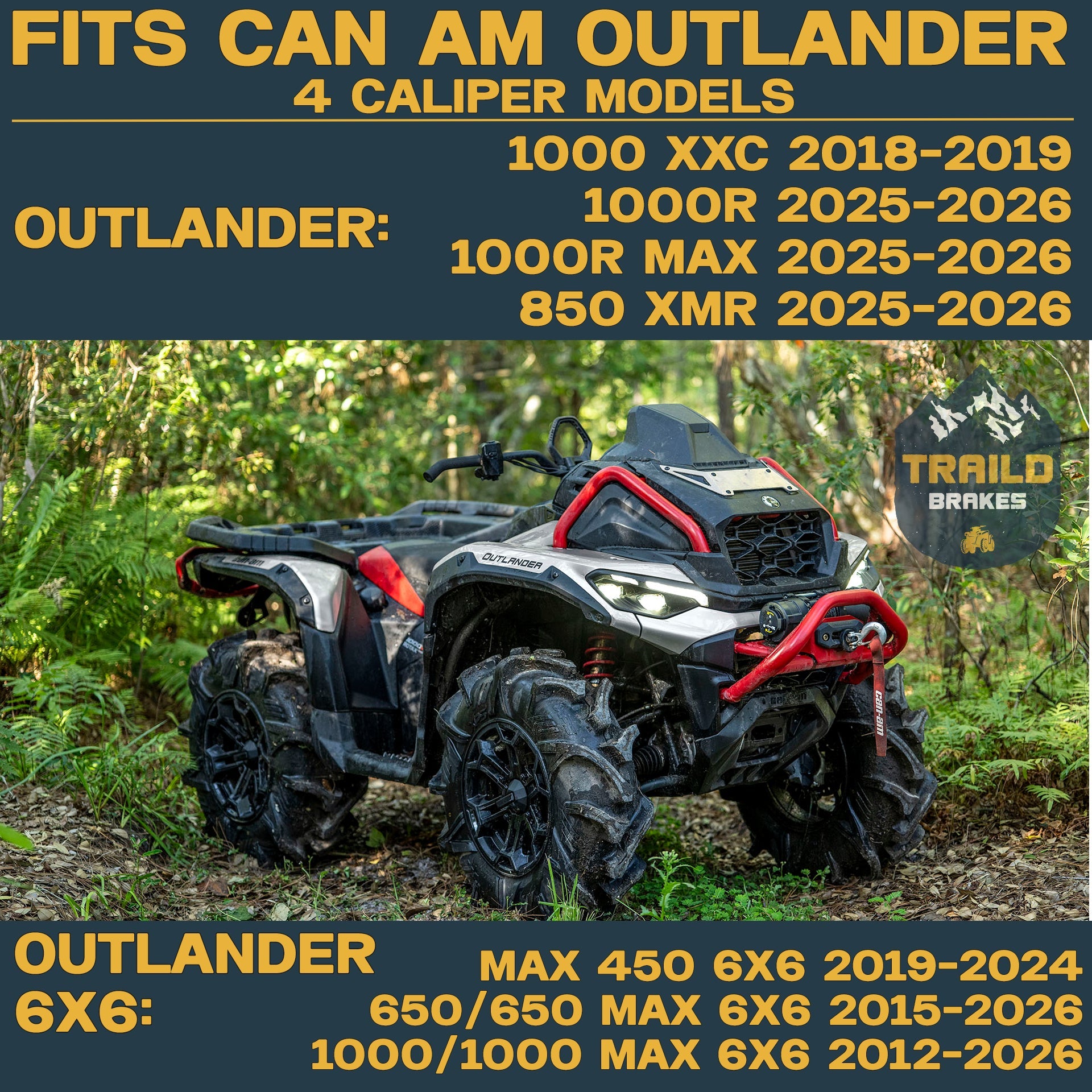 Can-Am Outlander 1000/850/650/450 6x6 2015-2026 4 Wheel Ceramic Brake Pad Set