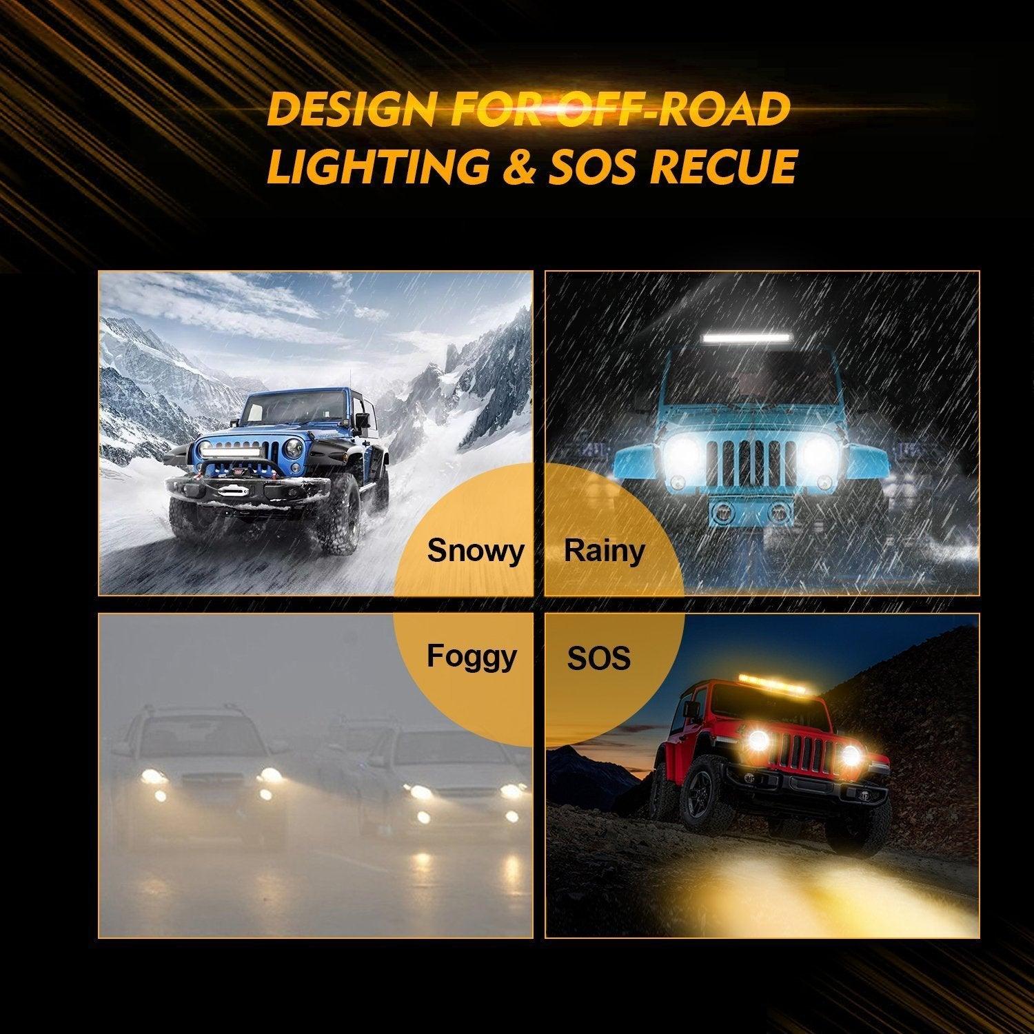 6 Modes Series 7 Inch 150W White&Amber LED Light Bar