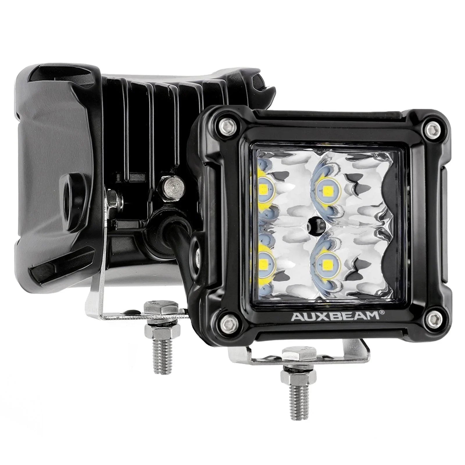 3 Inch Spot/Flood Beam LED Pods Light + Universal LED Working Lights Mounting Brackets