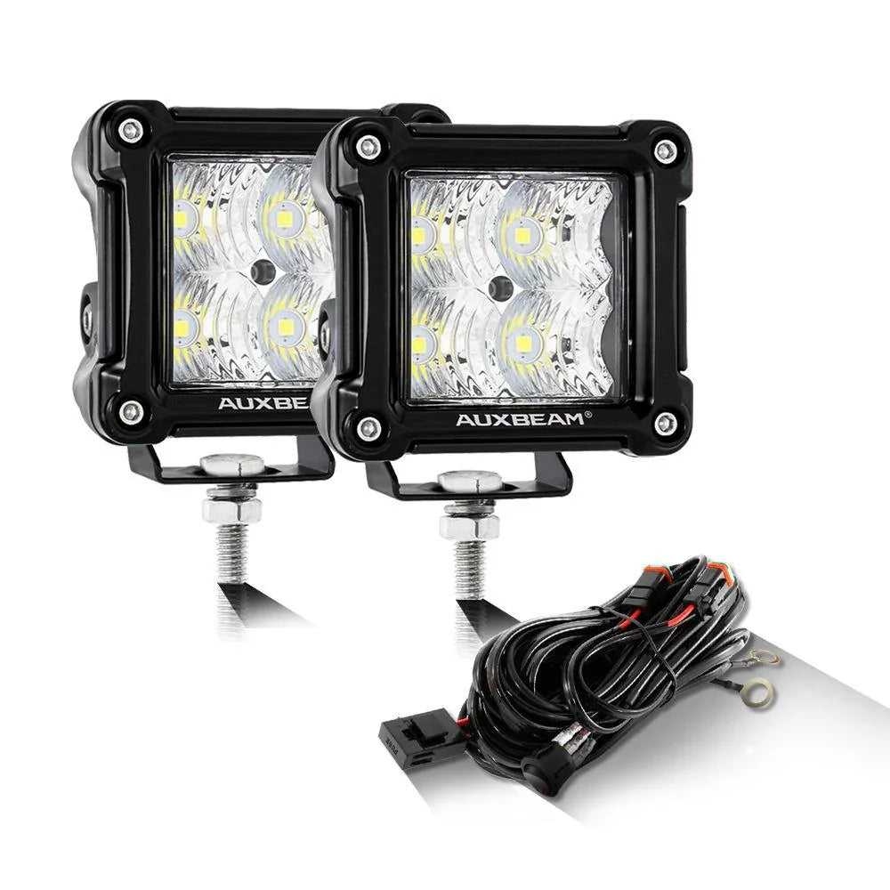 3 Inch Spot/Flood Beam LED Pods Light + Universal LED Working Lights Mounting Brackets