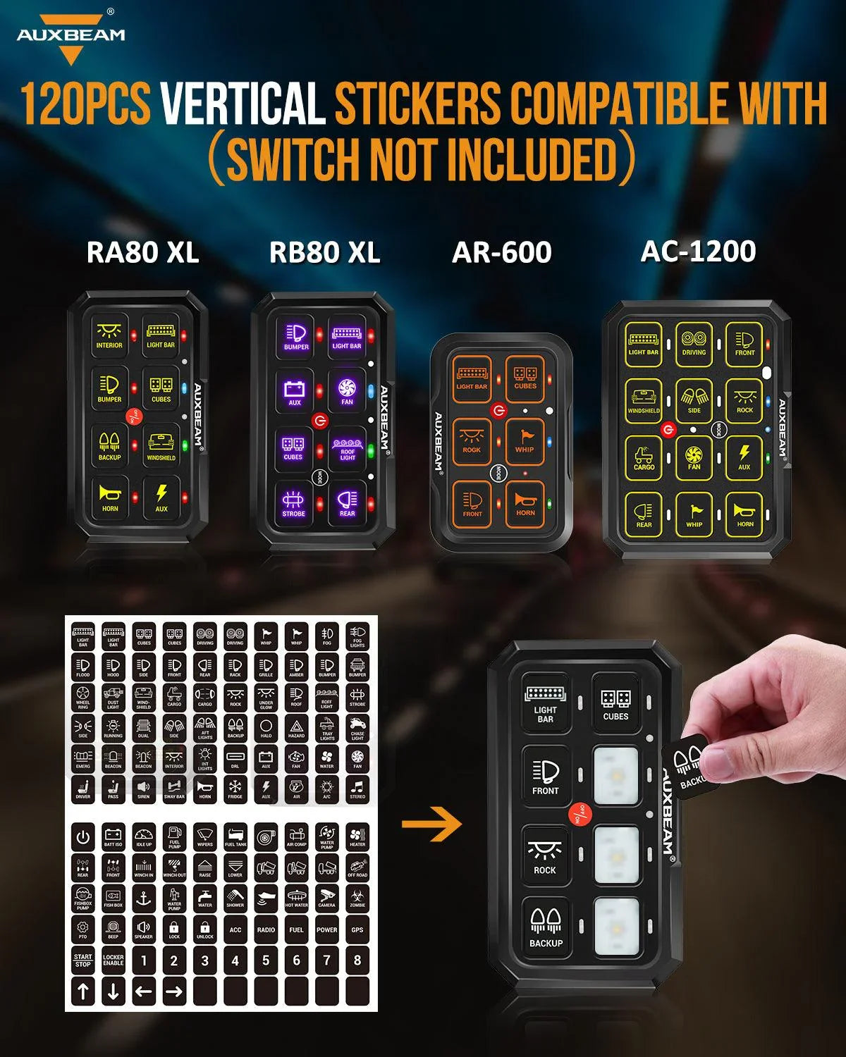 120 Universal Stickers for AC-1200/AR-600/RA80 XL/RB80 XL Switch Panel