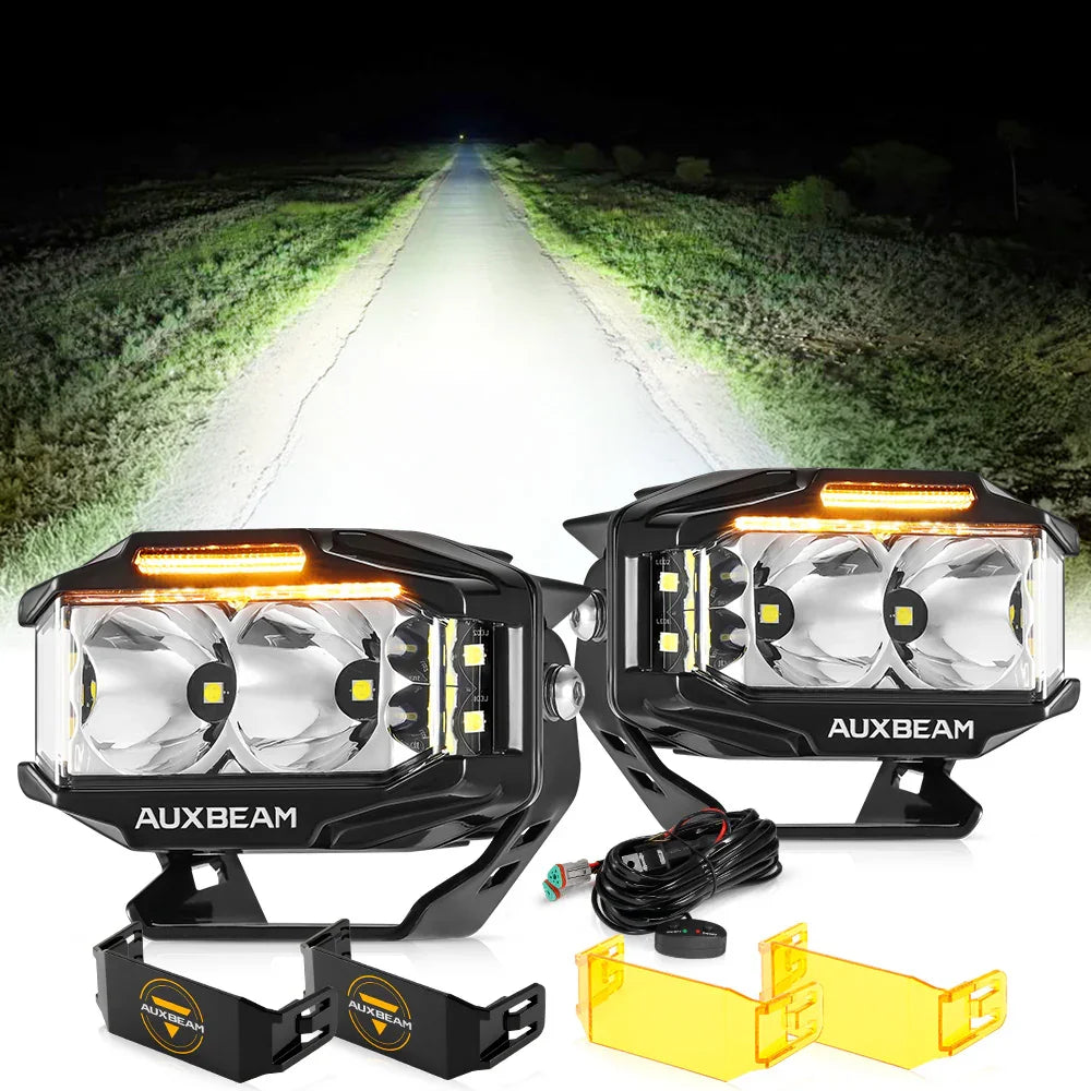 V-MAX Series 4/5/7 Inch Spot Beam Side Shooter LED Pod Lights with Amber DRL