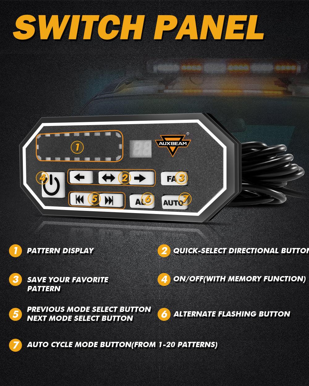 31.5" Rooftop Strobe Flashing Light Bar with Mounting Brackets 20 Flashing Modes Emergency Safety Warning Caution Beacon Lights