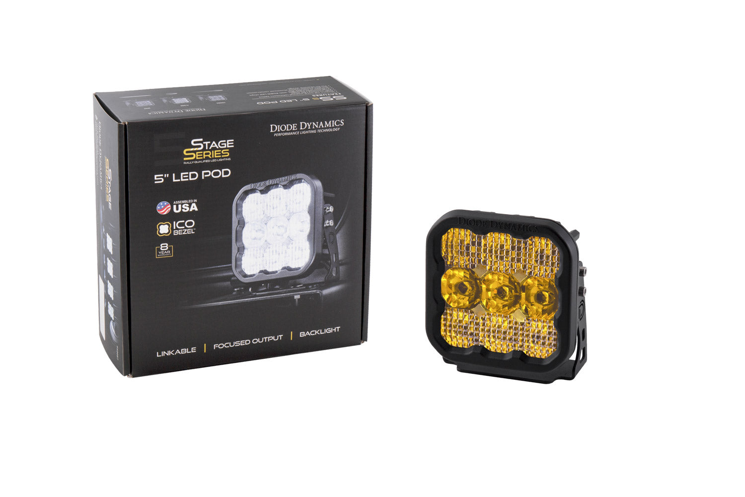 SS5 LED Pod Pro Yellow Driving Single Diode Dynamics