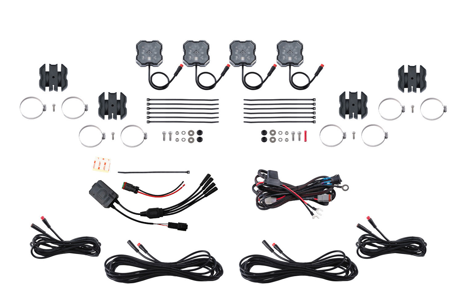 Stage Series SXS Rock Light Installer Kit, RGBW M8 w/Controller (4-pack)