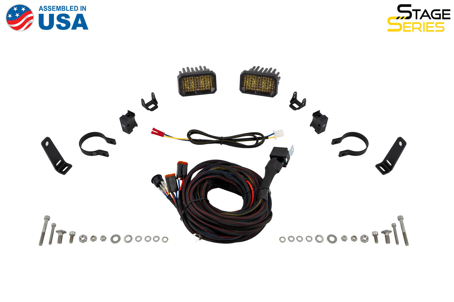 Stage Series 1.875 Inch Roll Bar Chase Light Kit SSC2 Pro Yellow Diode Dynamics