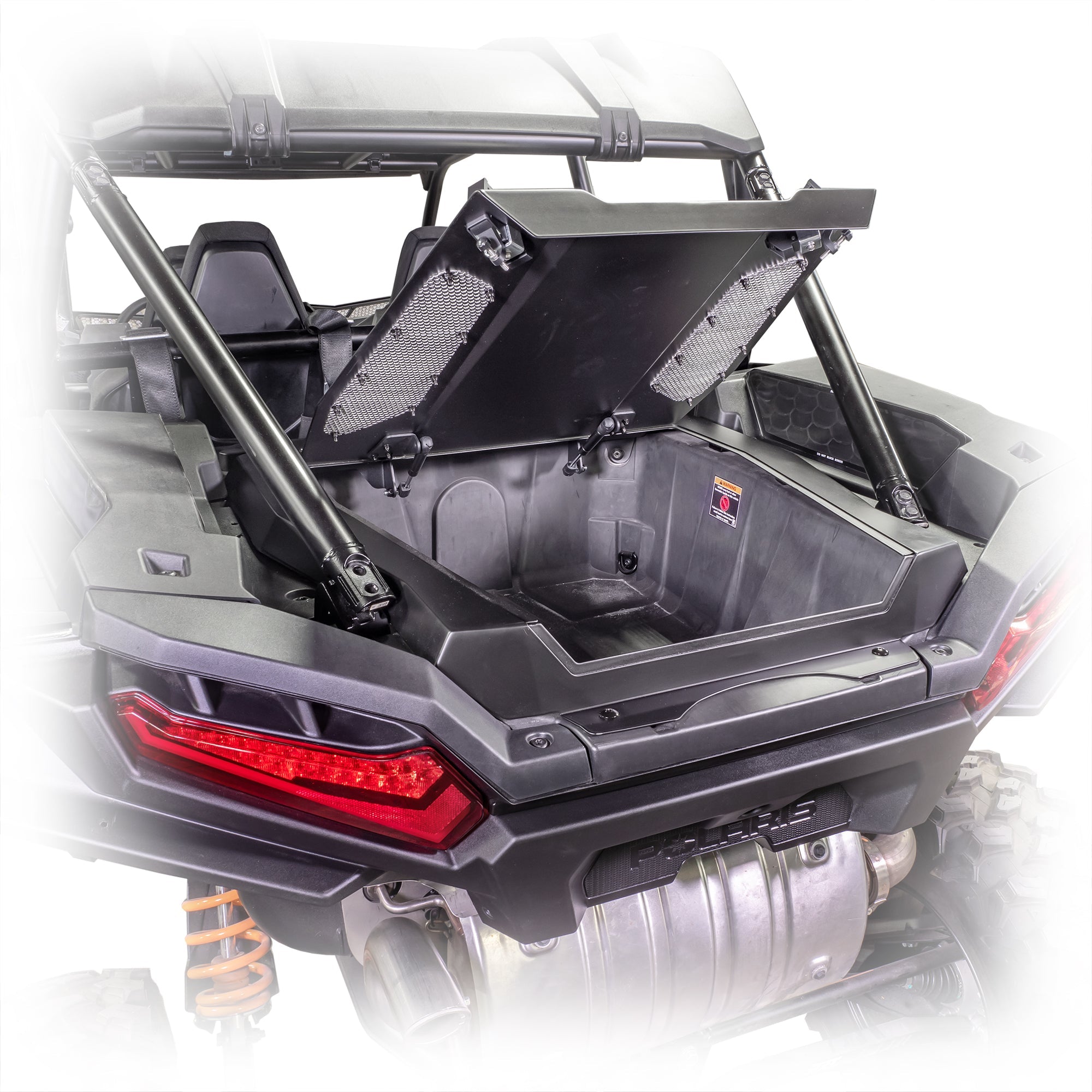 Rear cargo area shown with trunk enclosure open