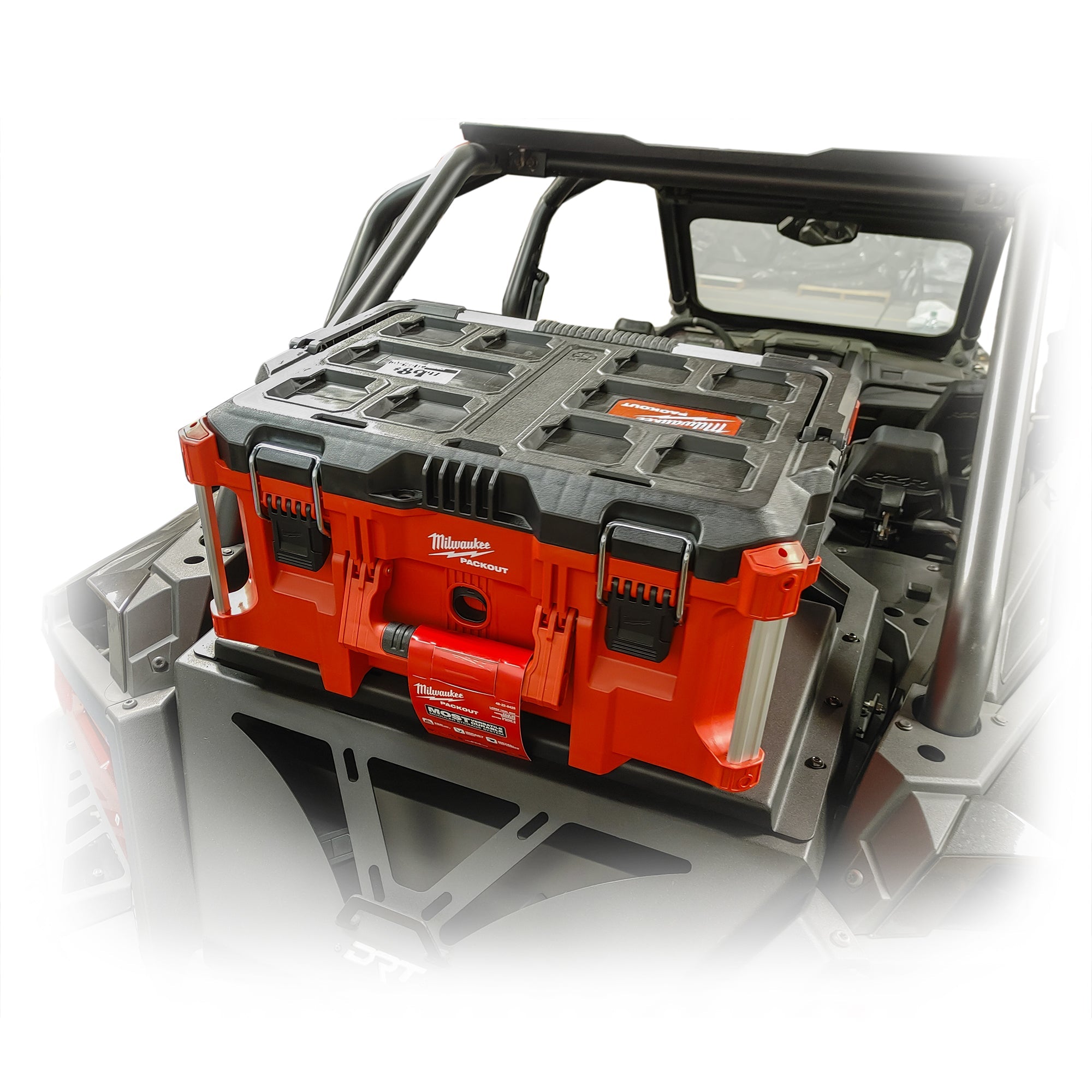 Offroad UTV cargo system mount with Milwaukee Packout gear