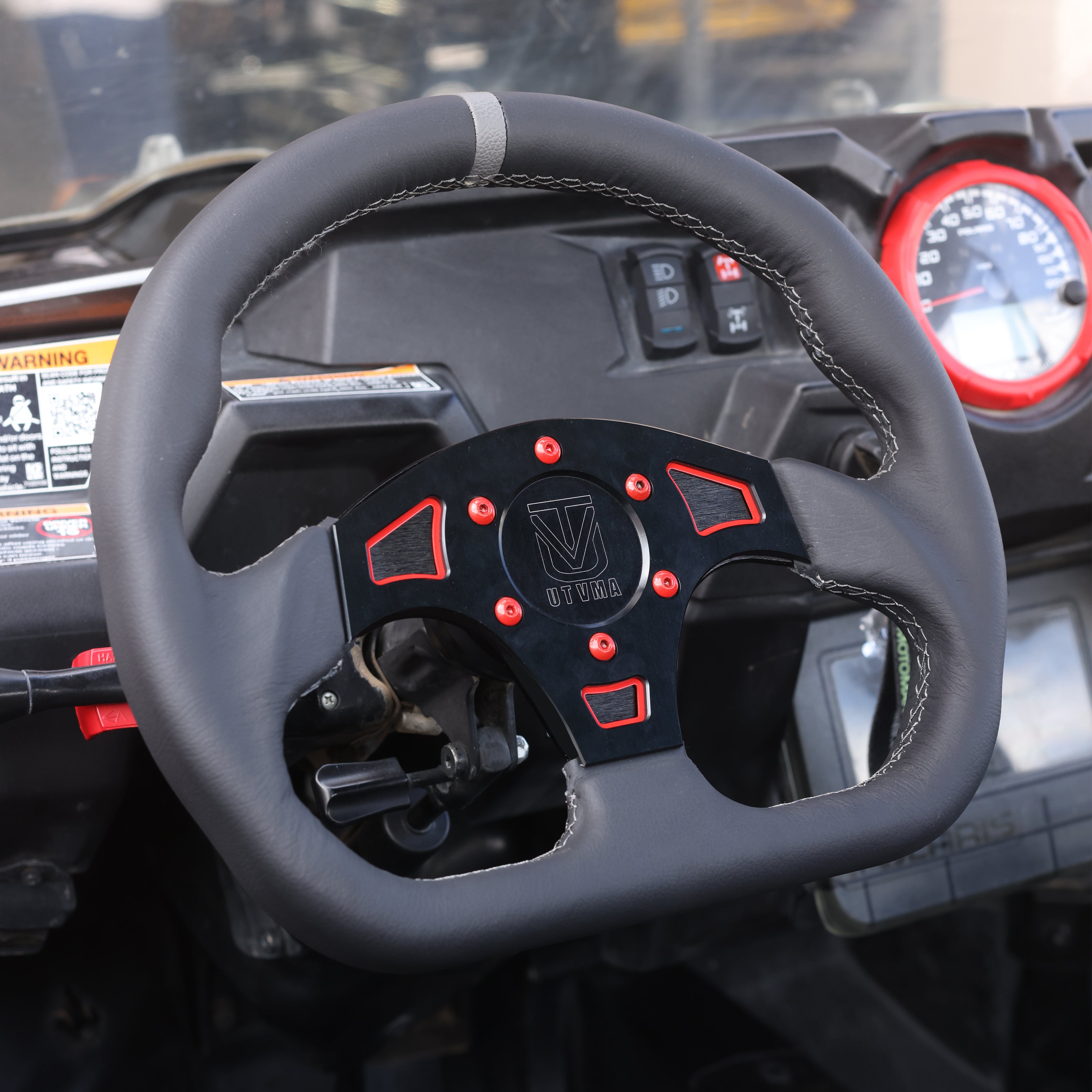 UTVMA DriftX Leather Steering Wheel With Hub (Polaris and Can Am Models)