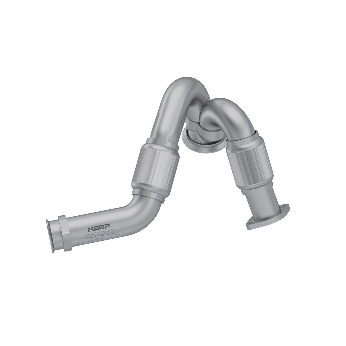 Turbo Exhaust Up-Pipe Dual For 03-07 Ford 6.0L Powerstroke Aluminized Steel Carb EO Num. D-763-3 For 03-07 Ford 6.0L Powerstroke MBRP
