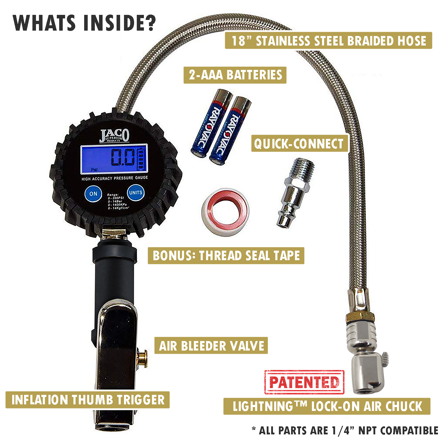 FlowPro® Digital Tire Inflator with Pressure Gauge - 200 PSI