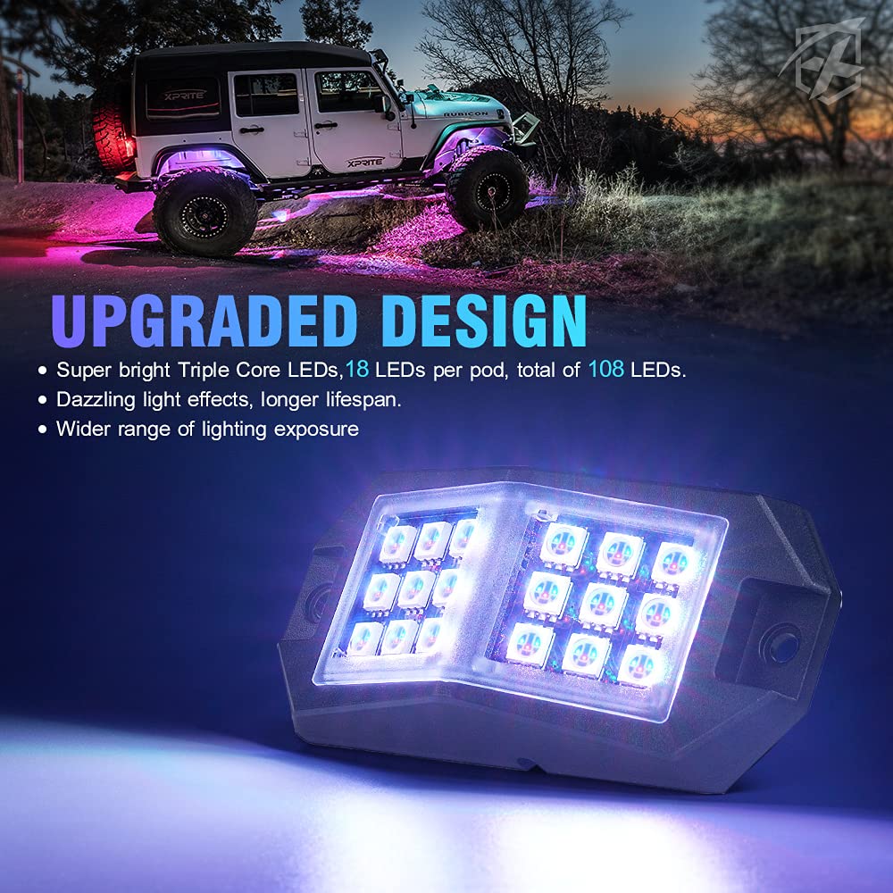 RGBW Jeep Rock Lights – Bluetooth Off-Road Underglow LED Lights for Truck, UTV & ATV | Xprite