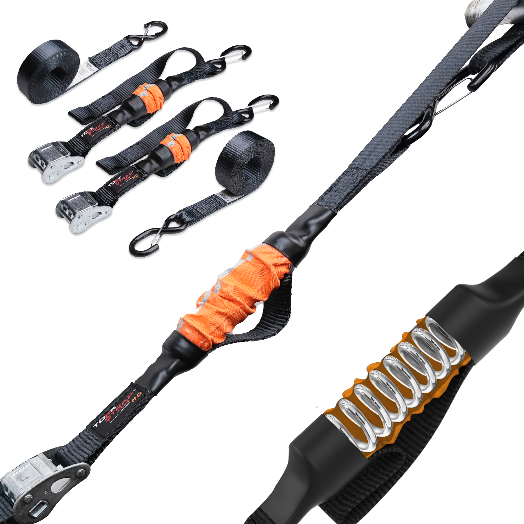 TorkStrap HD750 | 14'x1.5'' Spring Loaded Tie Down Straps - 2250lb Max Load