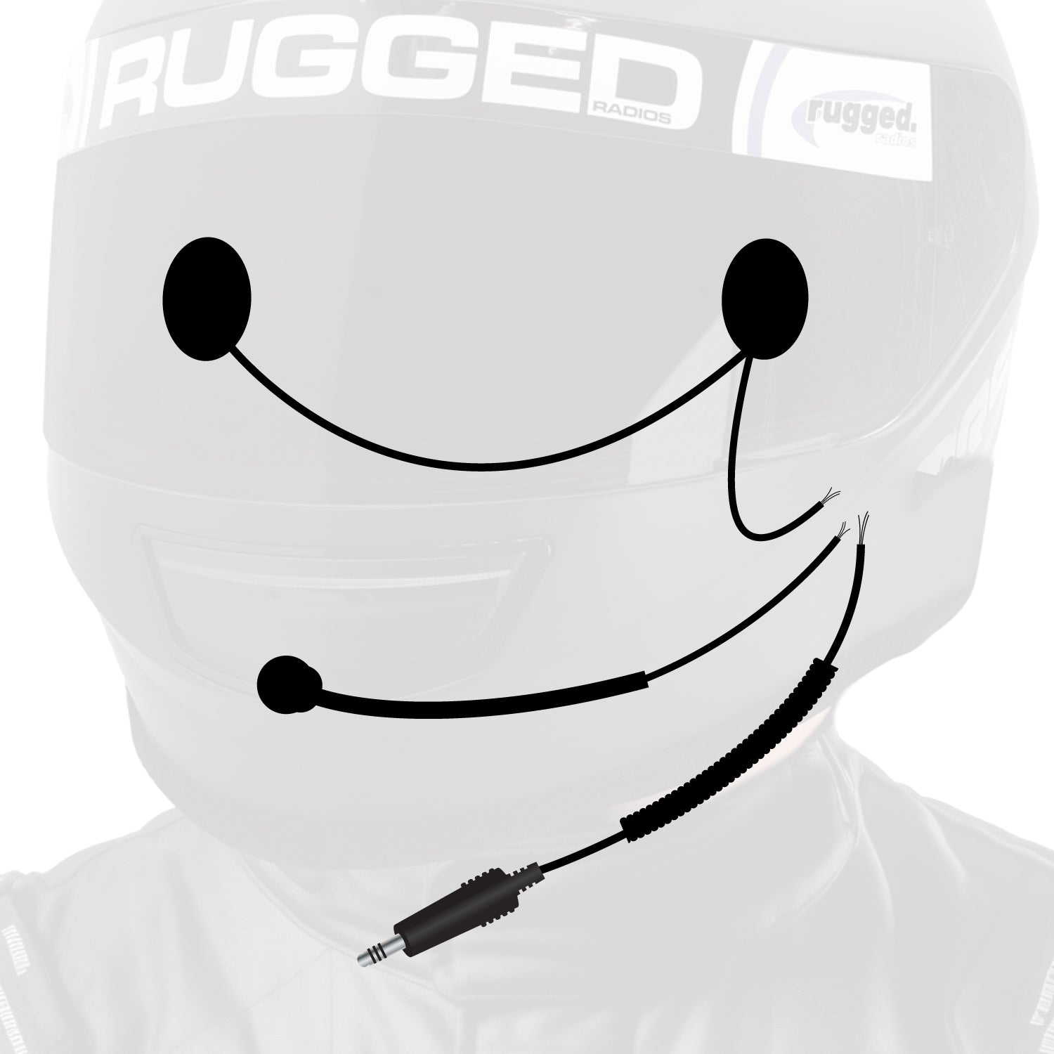 Peltor 4-Conductor Helmet Kits - Mic / 1/8 Ear Bud Jack / Straight