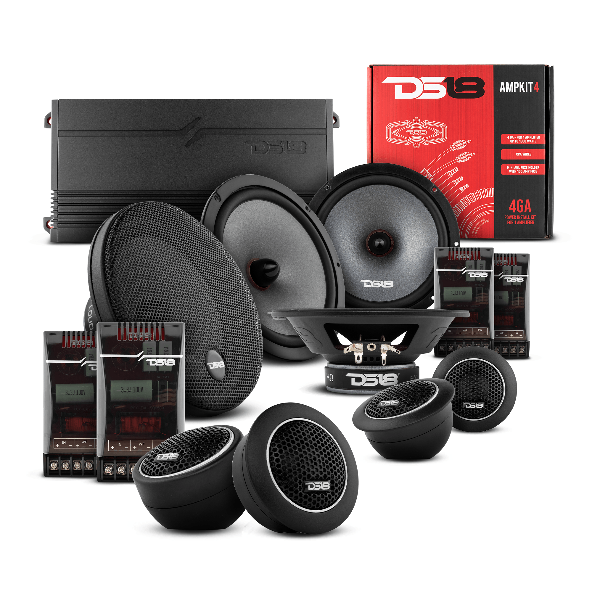 DS18 2008-2021 Honda CR-V Front and Back Doors Speakers Best Upgrade/Replacement Package 1800 Watts