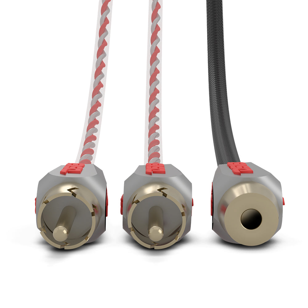 Level 3 RCA 100% Copper OFC Y Connector 1 FEMALE to 2 MALE - BLACK / RED Kit