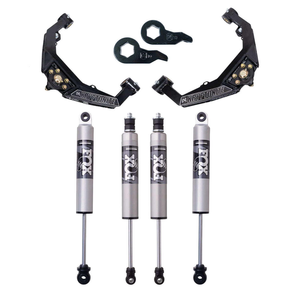 Kryptonite Stage 3 Leveling Kit with Fox 2.5 HTO Shocks for 2001–2010 Chevy/GMC HD Trucks & 2002–2009 Hummer H2