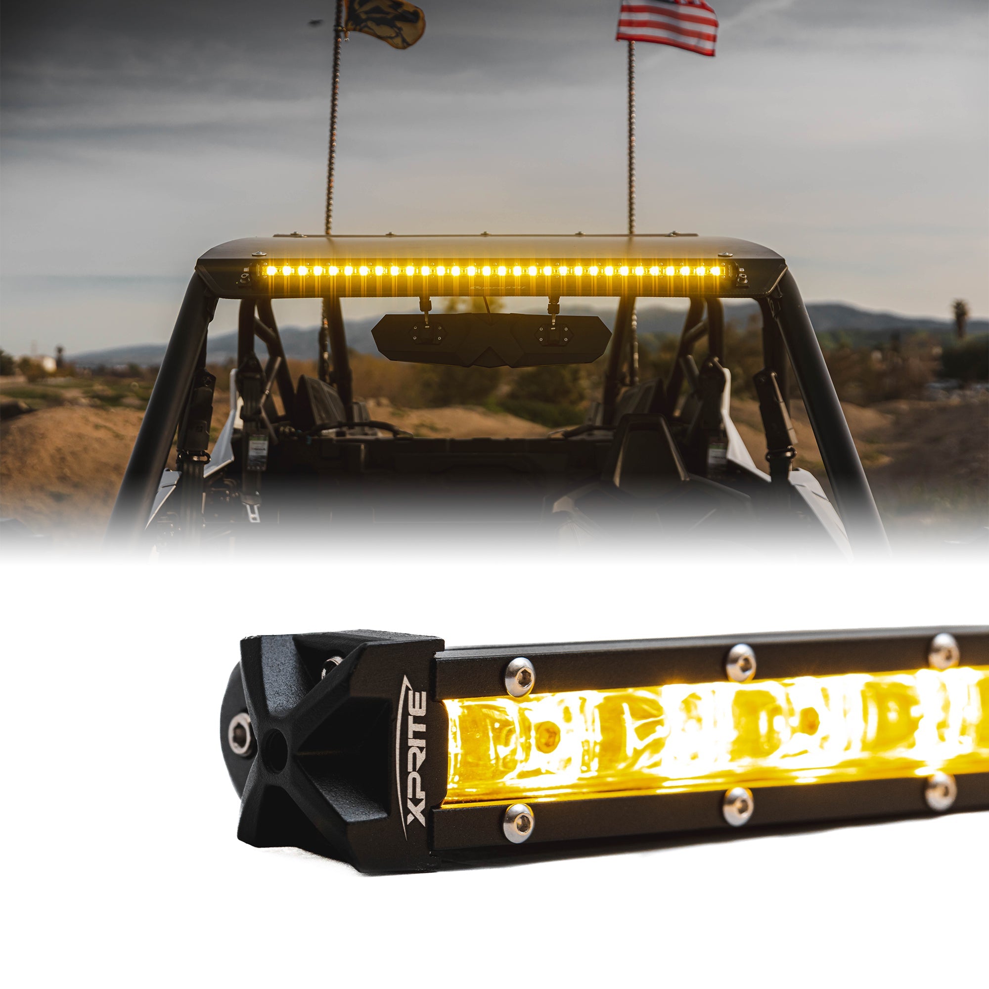 Xprite Amber Flood Beam LED Light Bar for Trucks, SUVs & Off-Road Vehicles | Ultra Thin Astro Series