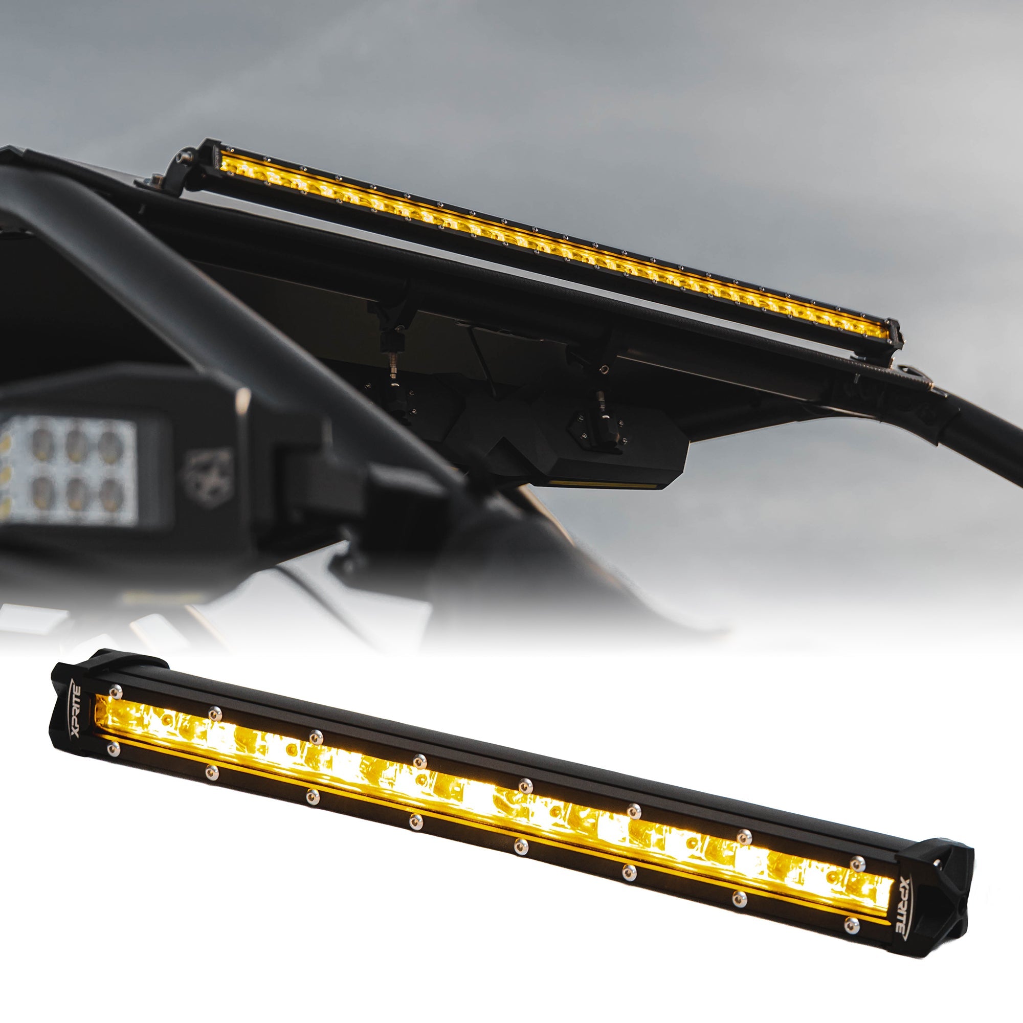 Xprite Amber Flood Beam LED Light Bar for Trucks, SUVs & Off-Road Vehicles | Ultra Thin Astro Series