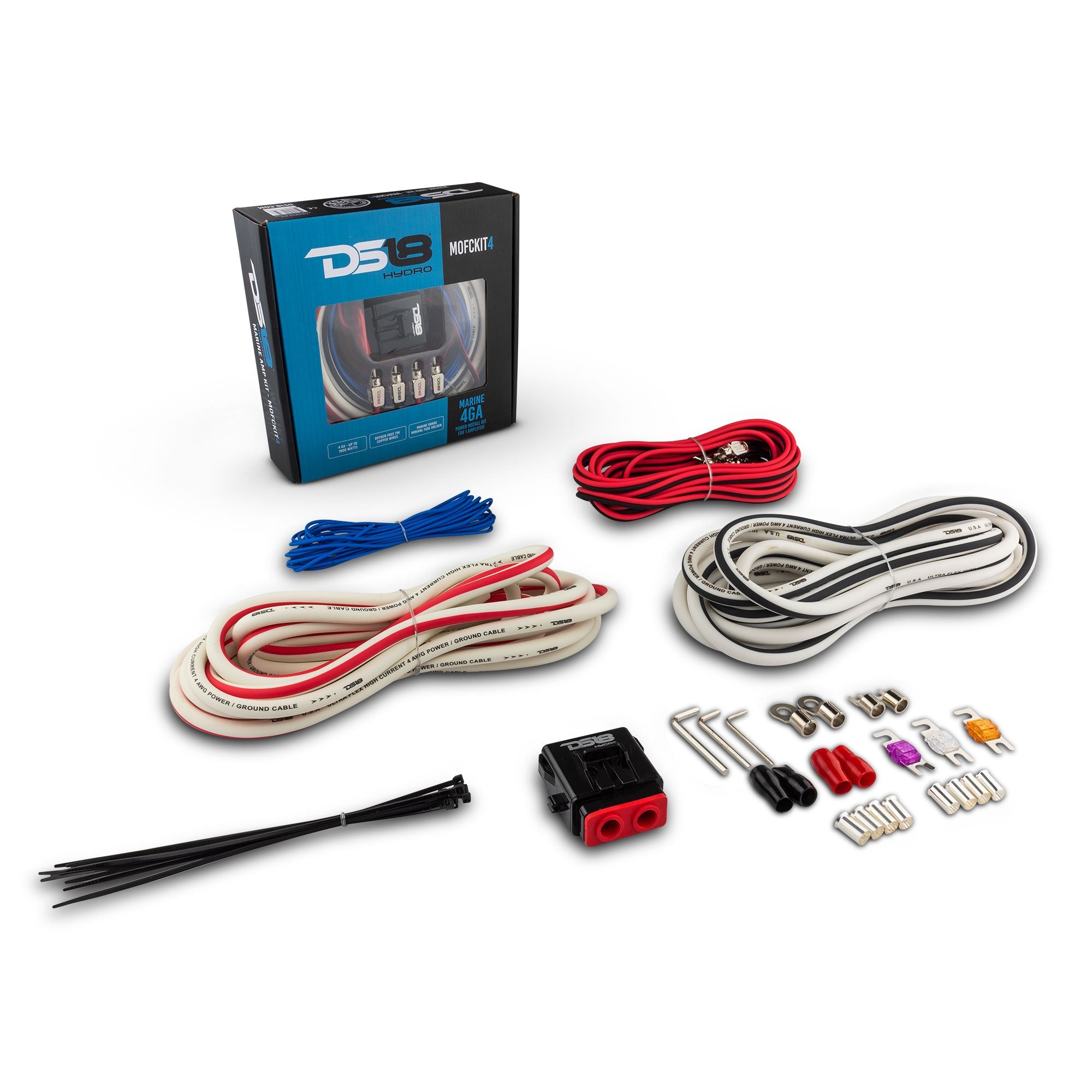 4-GA Marine Tinned OFC Amplifier Installation Kit - WHITE