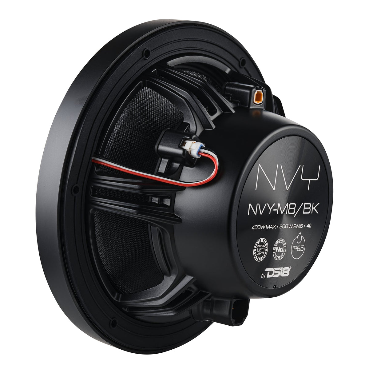8” Marine Coaxial Speaker With Kevlar Cone, Bullet Tweeter, Neodymium Magnet, and Digital LED Lights | 200W RMS 4-Ohm