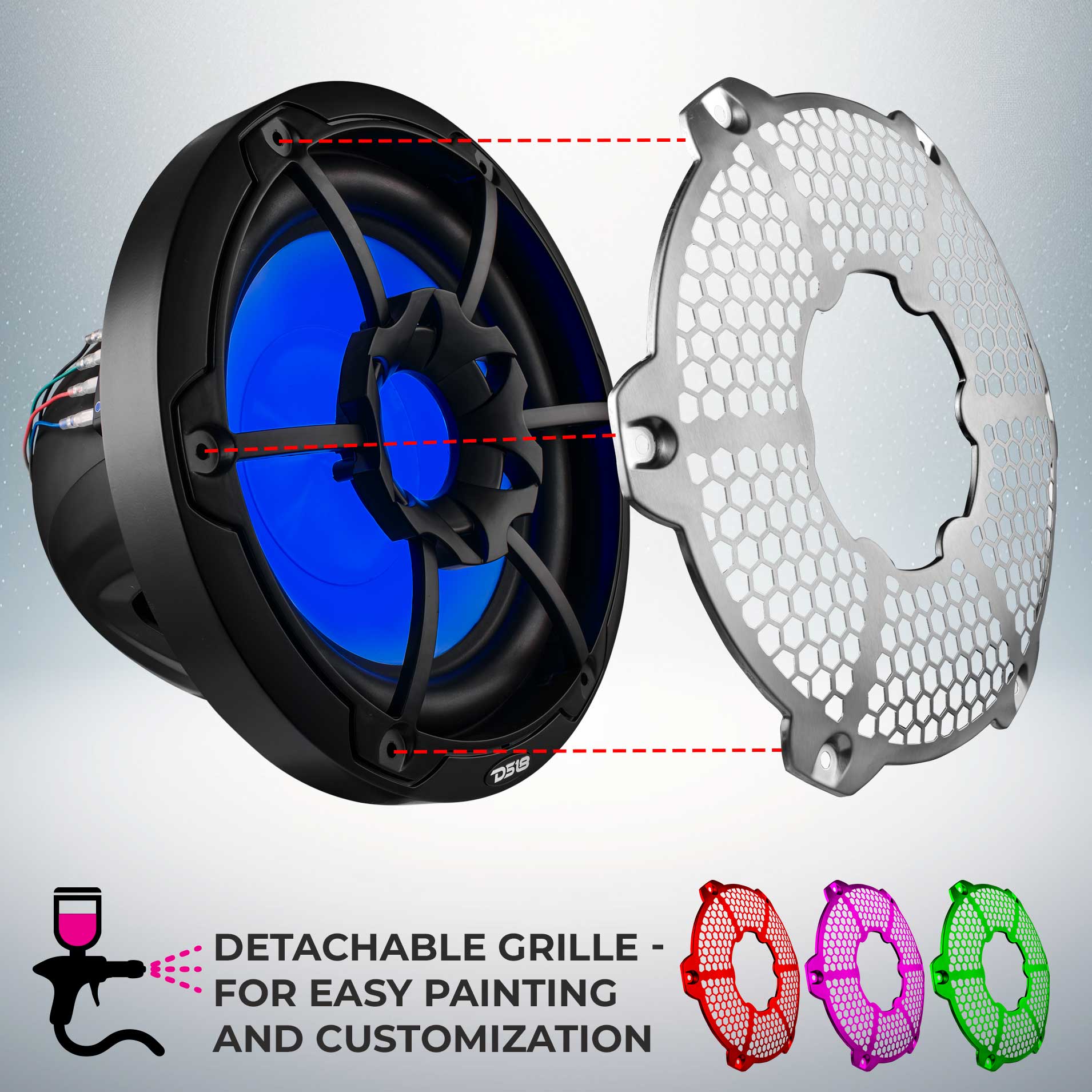 NXL 10" Marine Subwoofer with LED RGB Lights 300 Watts Rms SVC 4-Ohm