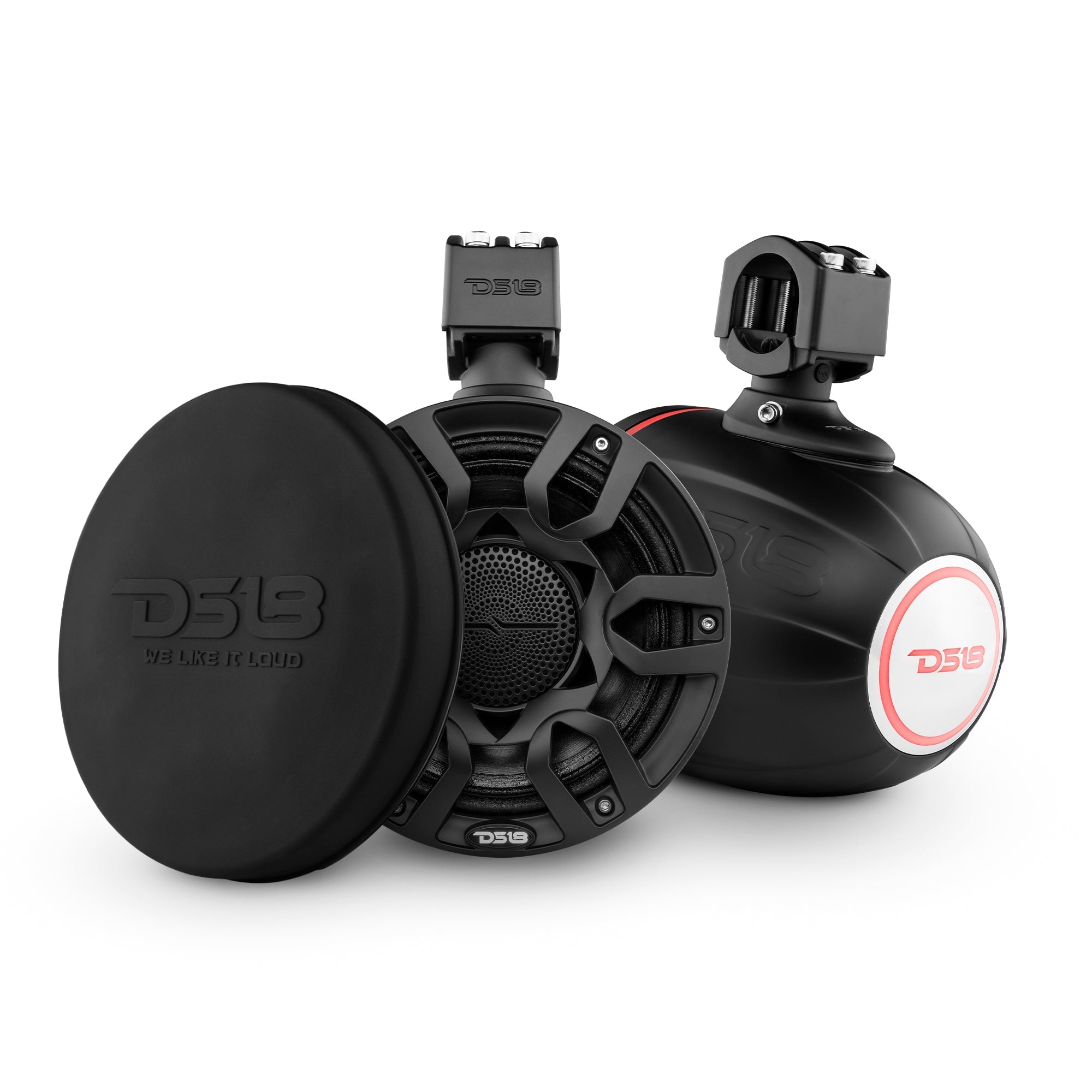 Can-Am Maverick X3 Stage 4 Dash Panel Speaker Enclosures + Driver and Passenger Side Under Seat Subwoofer Enclosure and Pair of Tower Speakers - 3800W MAX