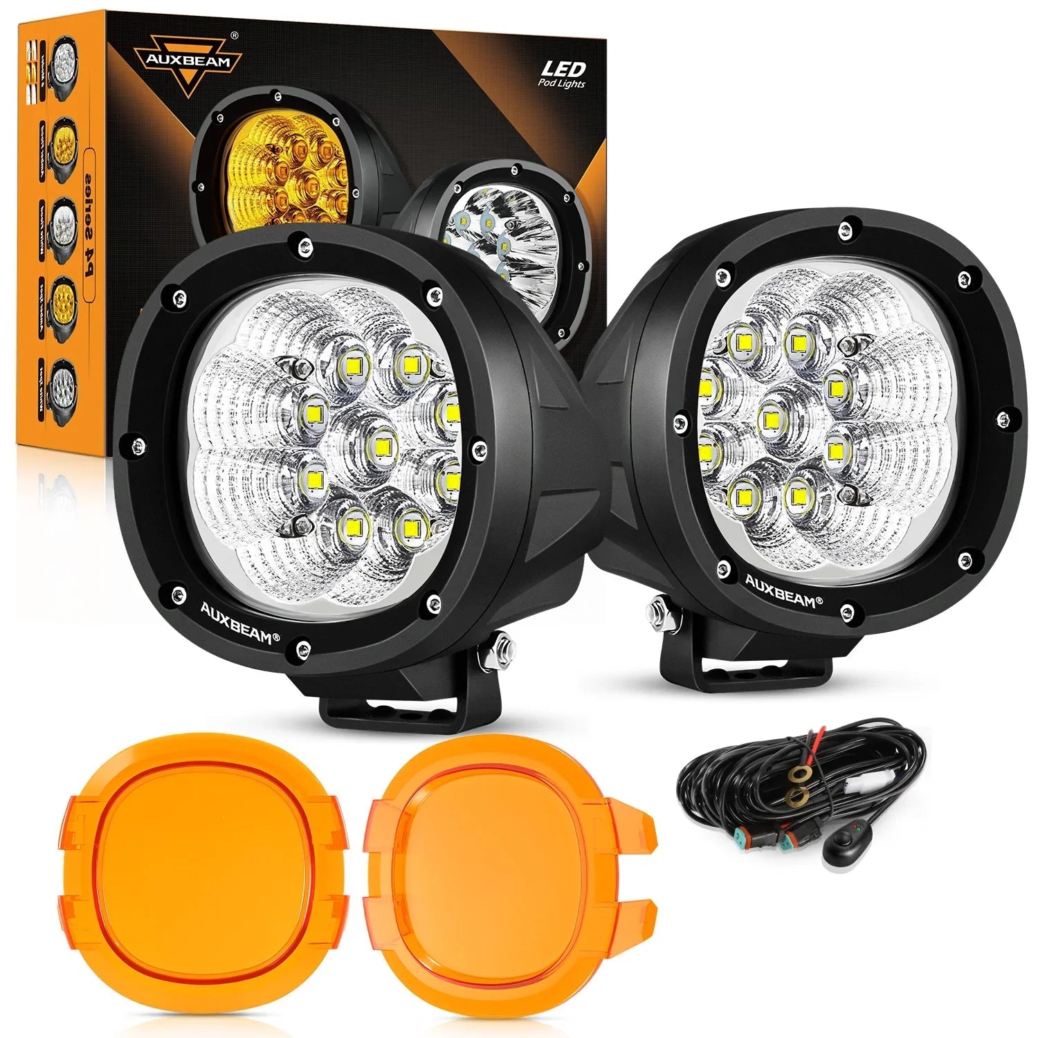P4 Series | 4 Inch 90W 9000LM Round LED Driving Lights Flood White Pod Lights