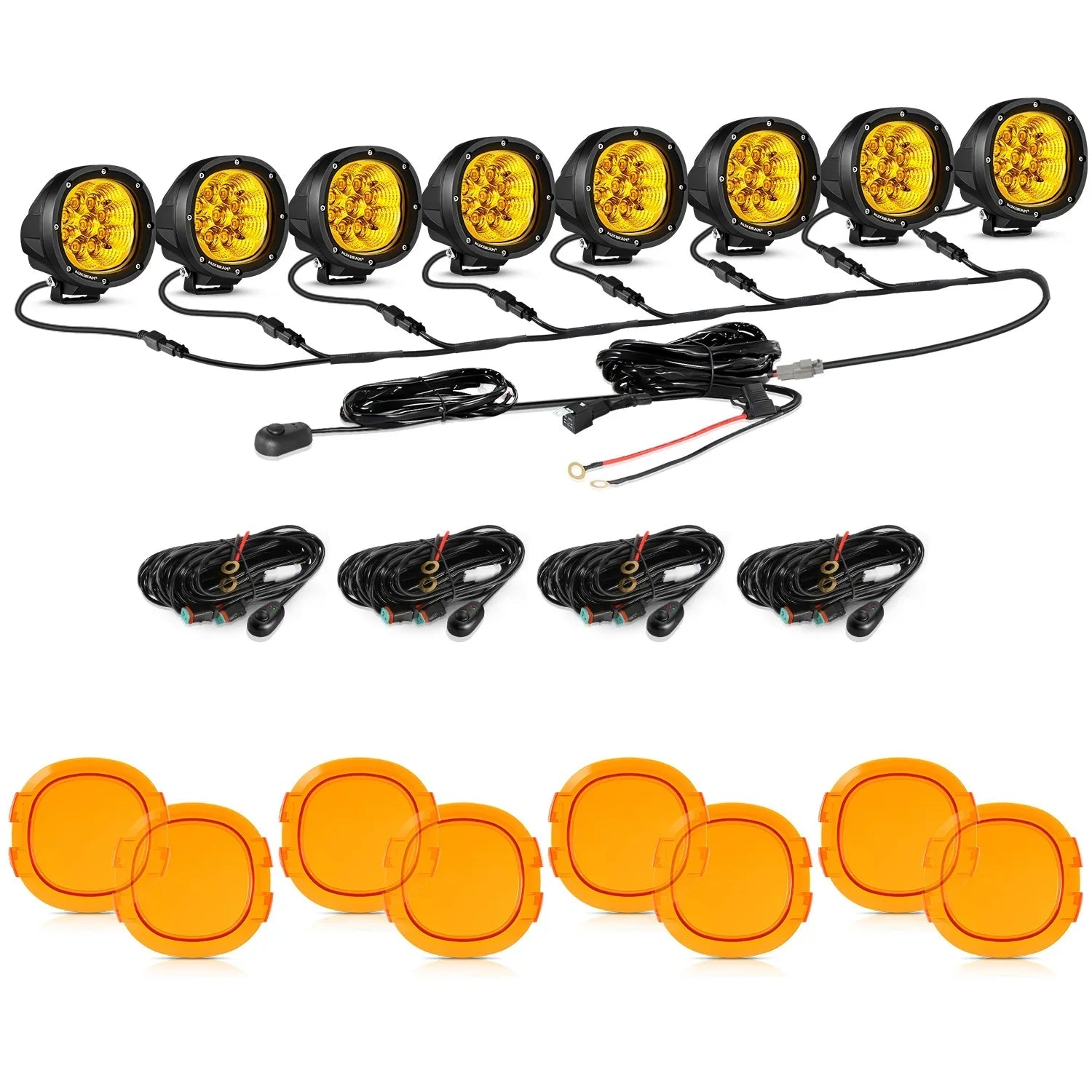 P4 Series | 4 Inch 90W 9000LM Round LED Driving Lights Flood Amber Pod Lights