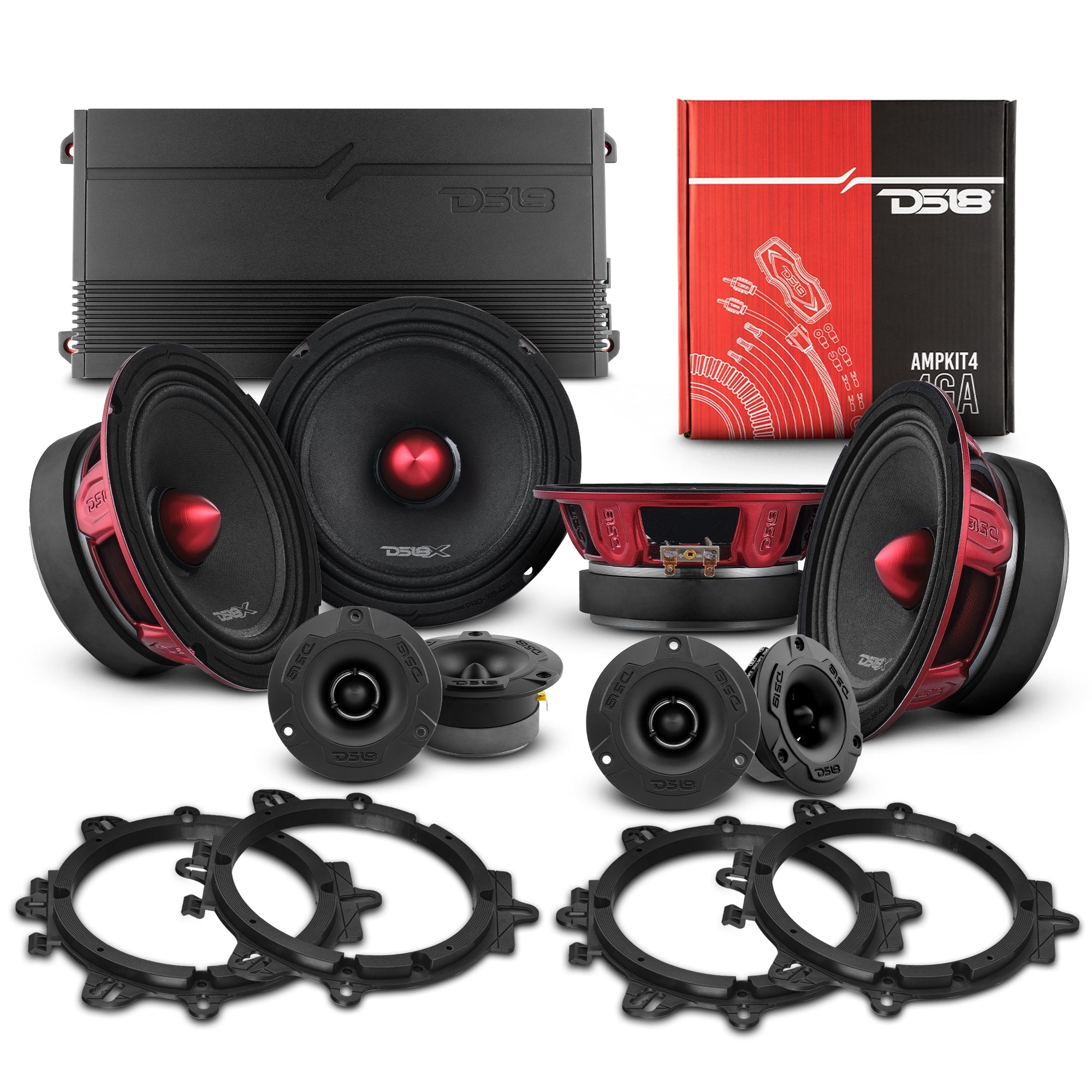 PRO Audio 6.5″ Speaker Upgrade Kit – With OEM Speaker Adapters, Amplifier & Wiring Kit