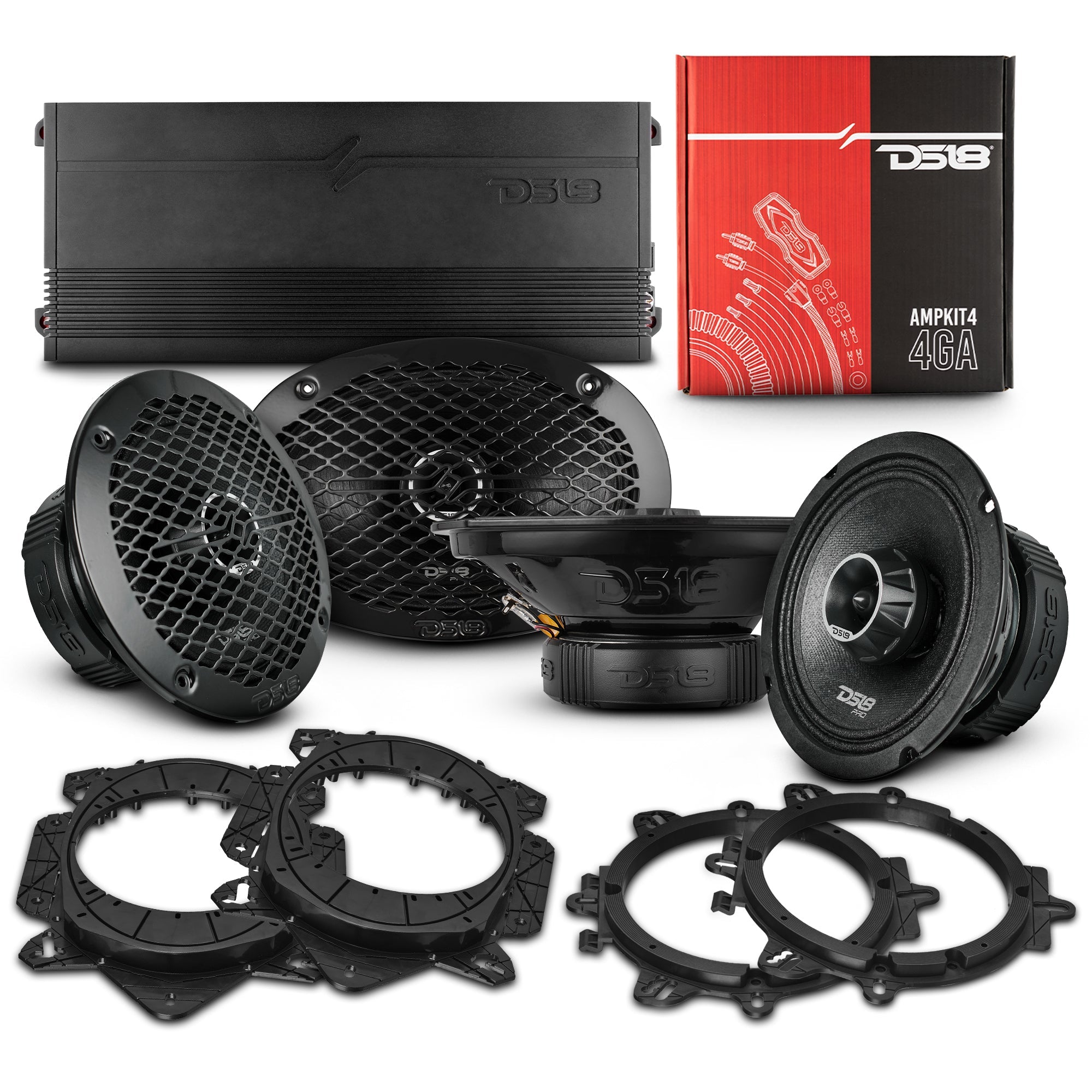 Pro Audio Hybrid Speaker Bundle: 6.5" & 6x9" Midrange Speakers with Built-In Compression Tweeters