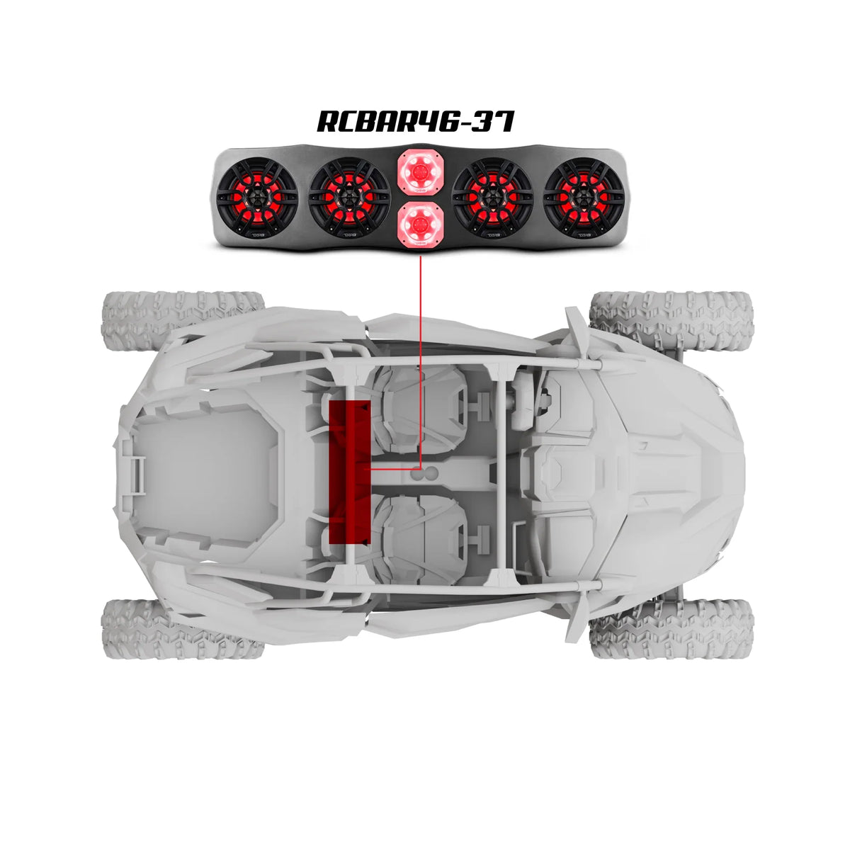 Polaris RZR/RZR PRO Soundbar With Amplifier and Installation Kit - Loaded with 4x 6.5" Marine Speakers & 2x 4" Super Bullet Tweeters