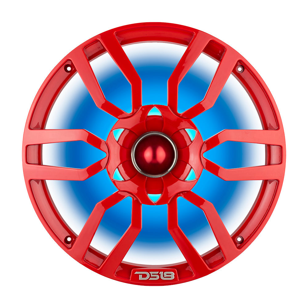 DS18 PRO-GTW10RD 10" Grill with Built-in 1.75" VC Neodymium Bullet Tweeter and RGB Lights 500 Watts Red