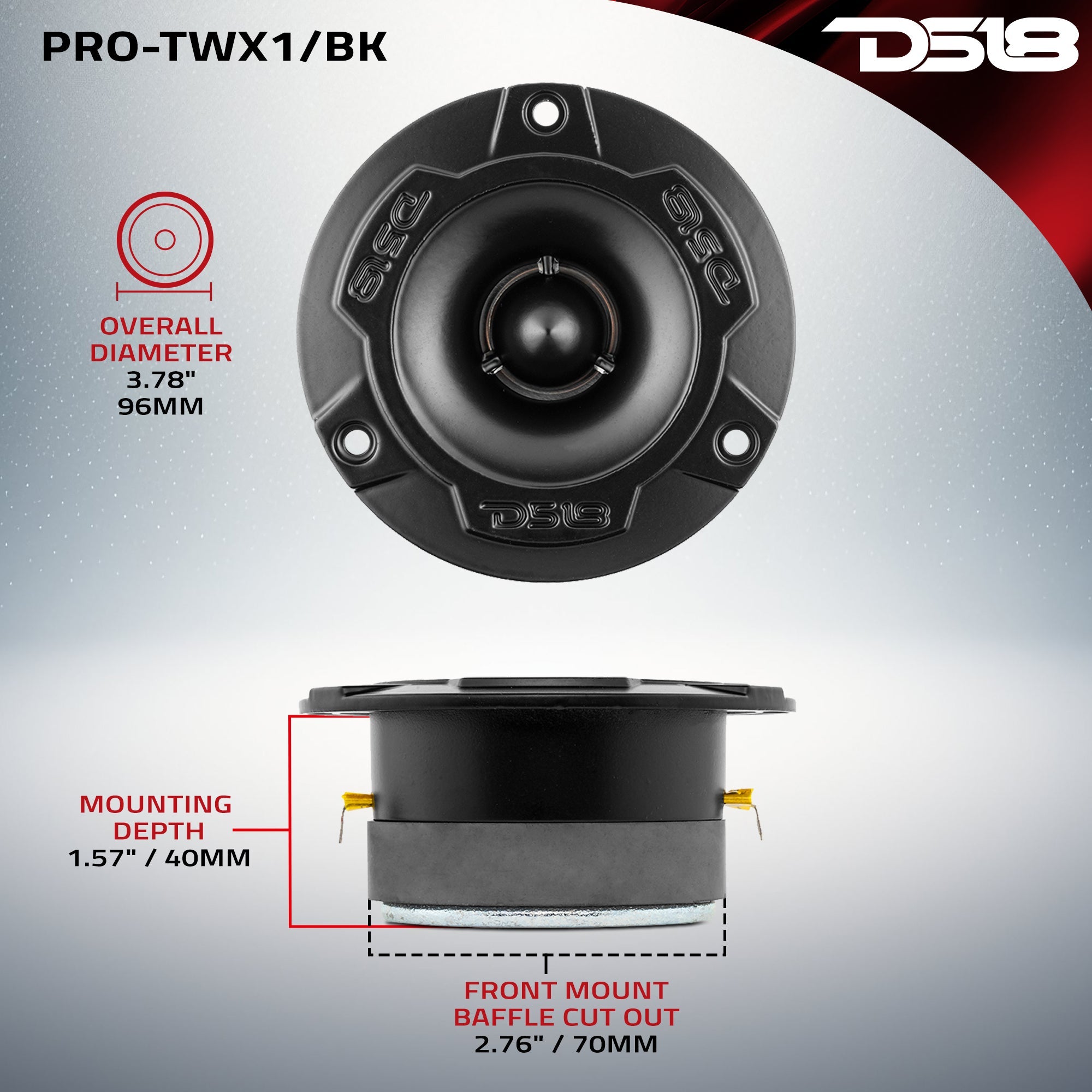 3.8" Super Bullet Tweeter 120W RMS 1" Aluminum 4-Ohm Vc