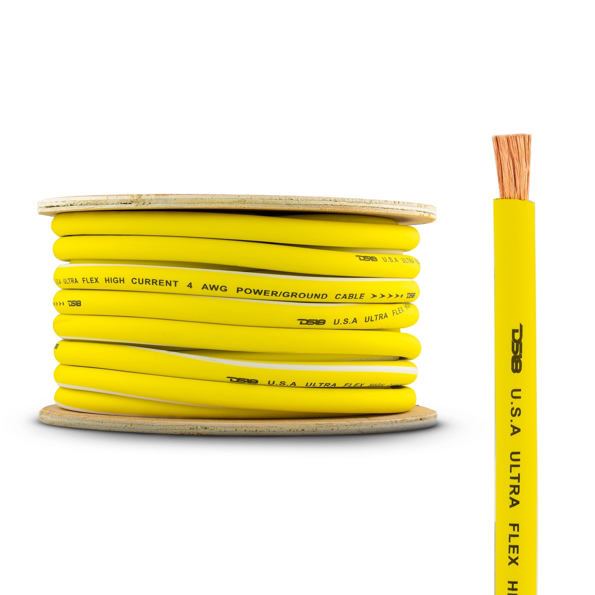 4-GA 100% OFC Ground, Power Cable, 50 Feet -Yellow