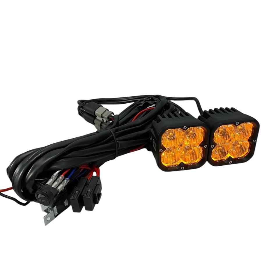 Amber Backlit Race Pod Pair Bundle With Wiring Harness