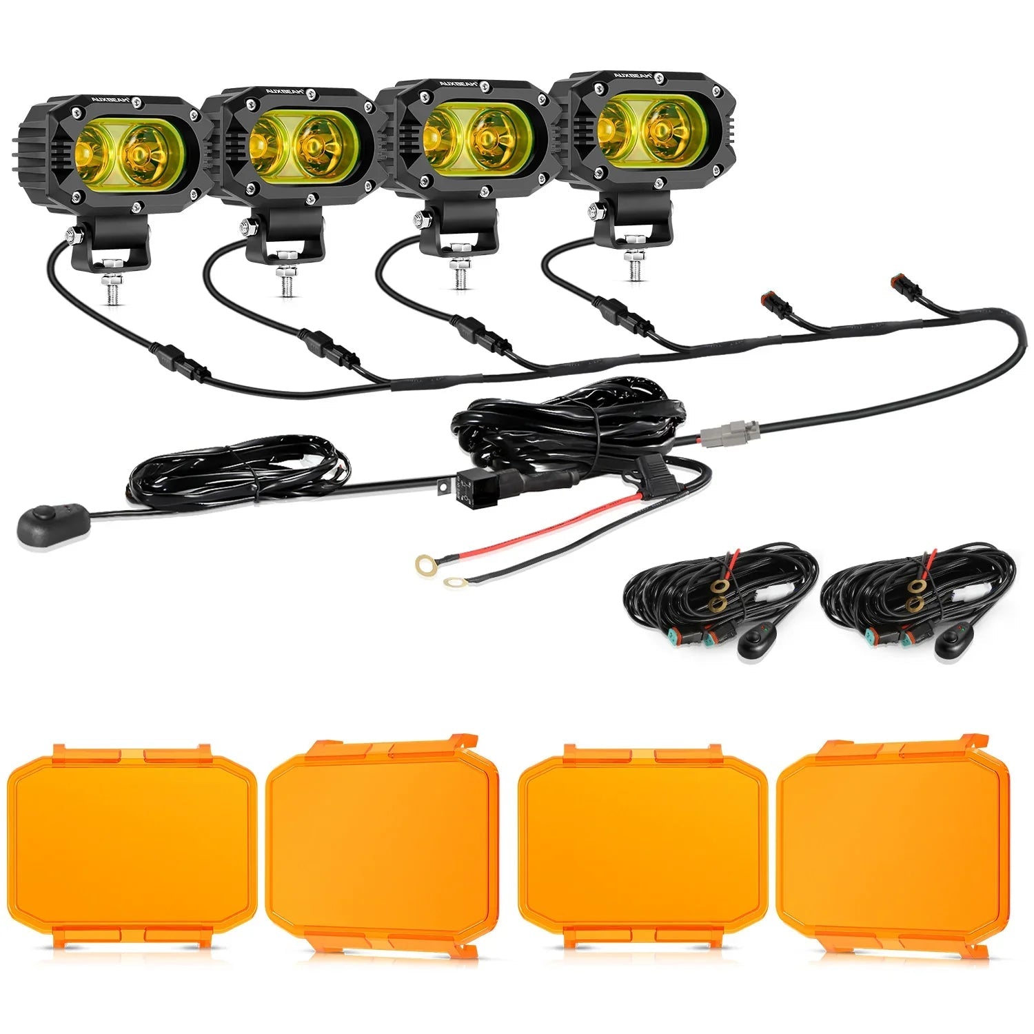 R4 Series | 4 Inch 60W LED Pods Light Flood Beam Amber Light