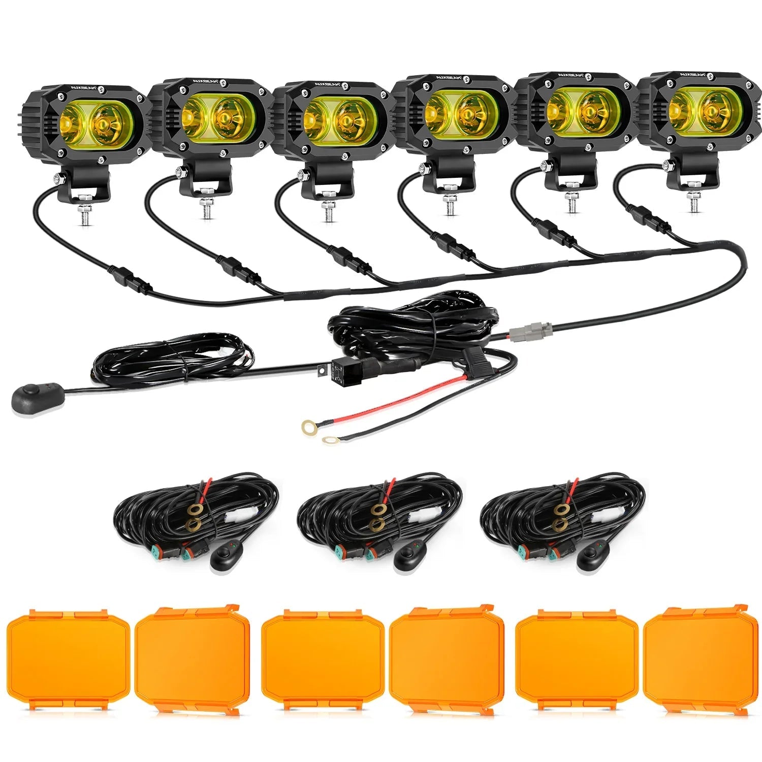 R4 Series | 4 Inch 60W LED Pods Light Flood Beam Amber Light