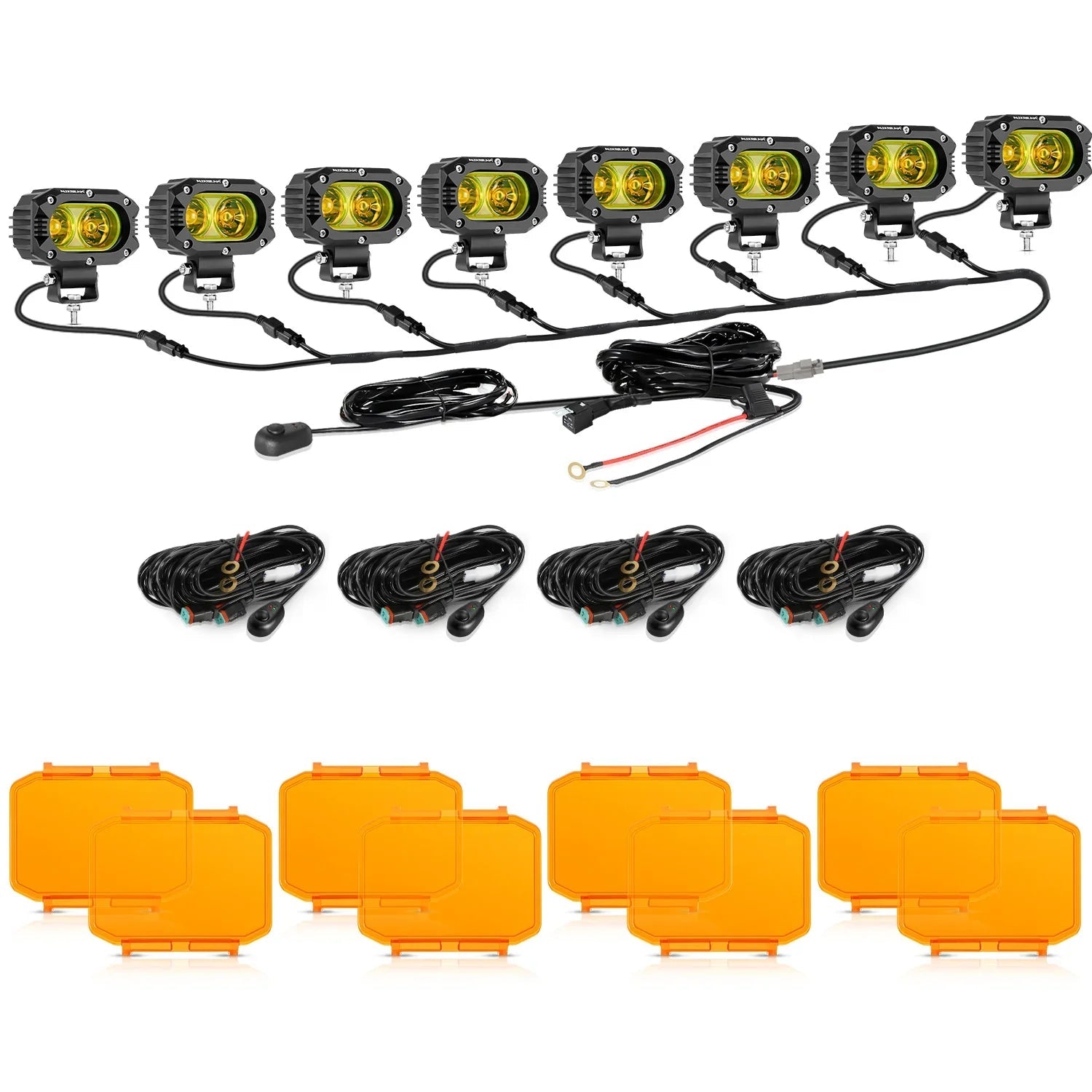 R4 Series | 4 Inch 60W LED Pods Light Flood Beam Amber Light