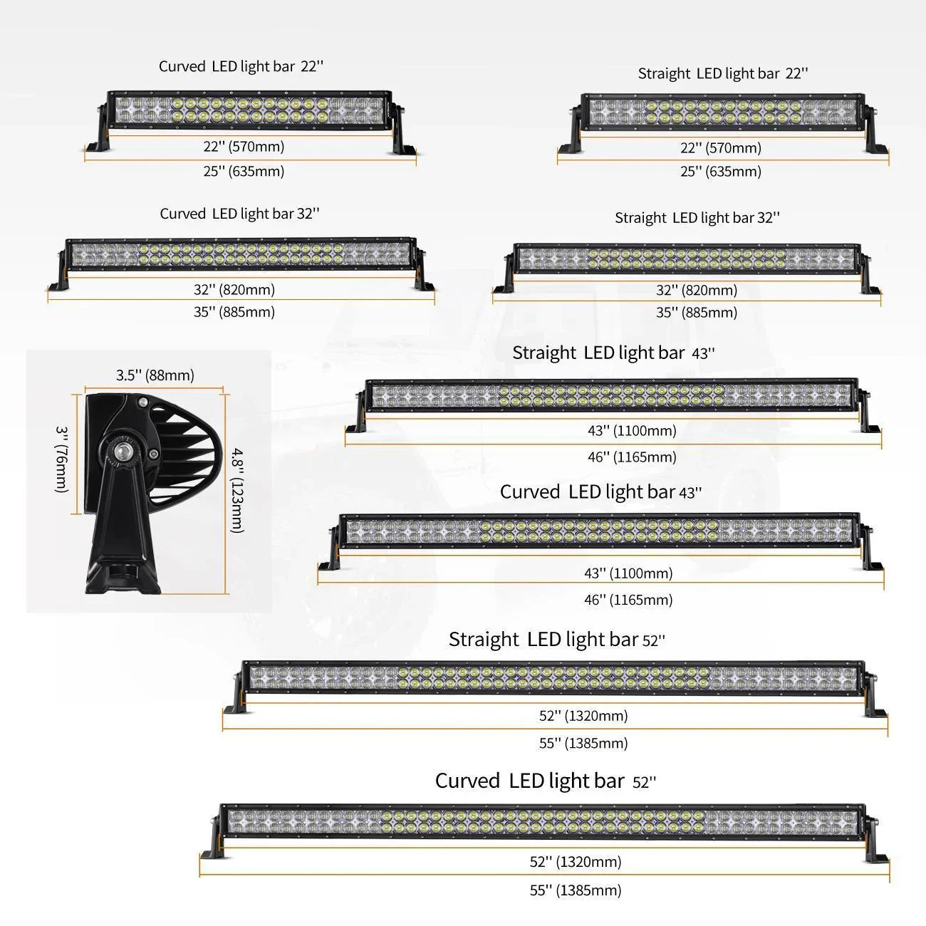 5D Series Straight/Curved Off Road Led Light Bar For 2002 Ford F150