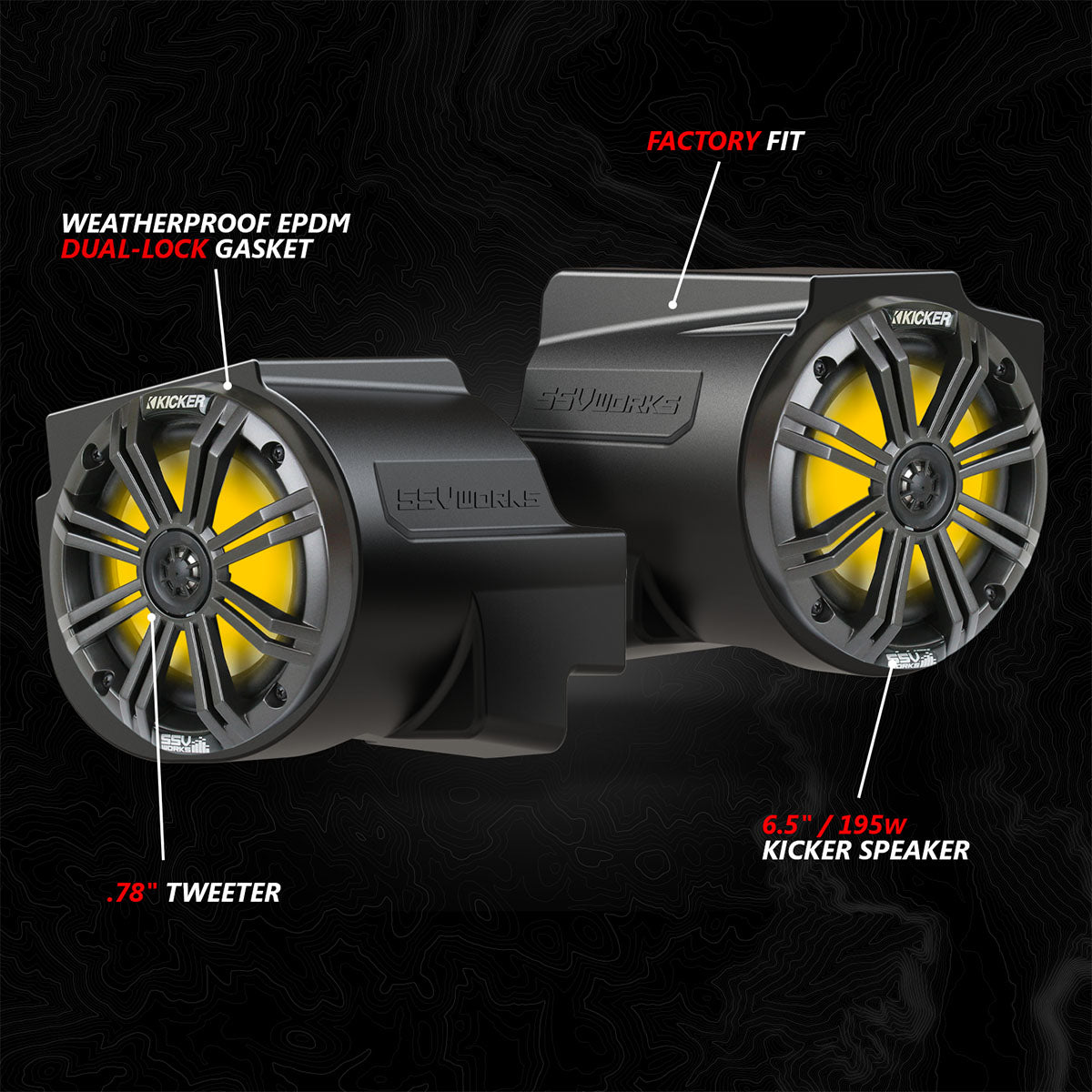 2020-2024 Polaris® RZR PRO Series Phase-6 K-Spec 5-Speaker 1400watt System w/MRB4