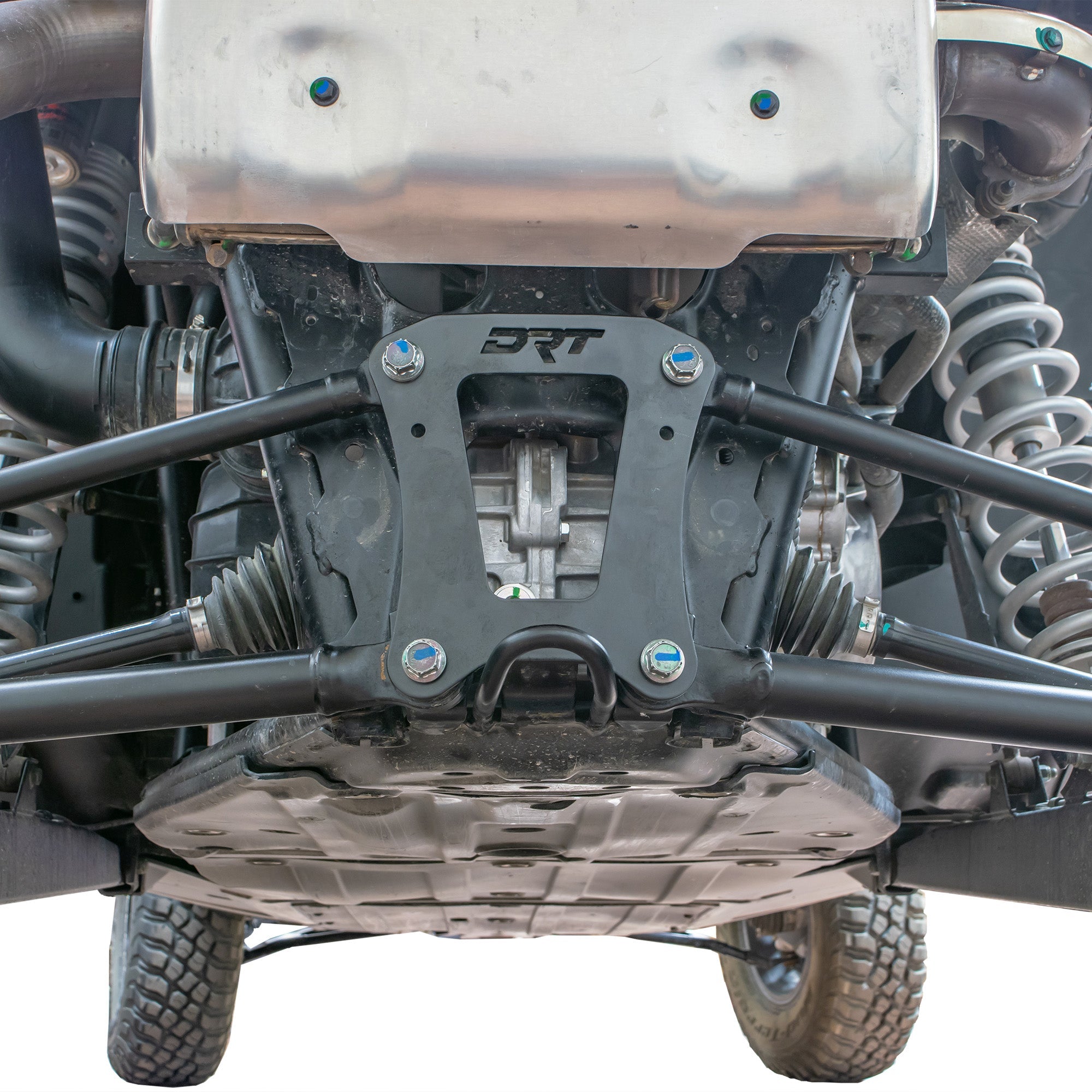 RZR Pro XP radius rod plate installed on rear frame