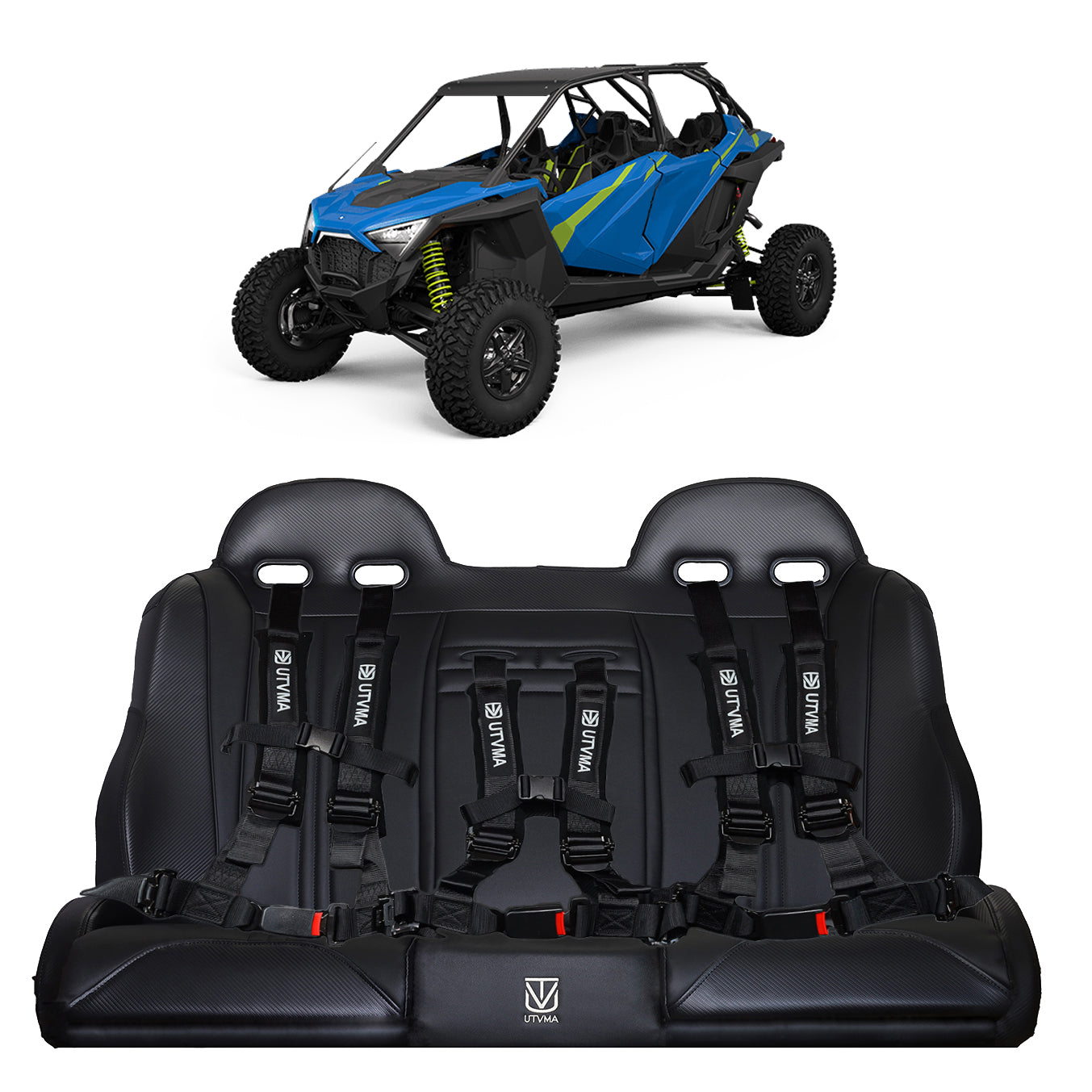 RZR 4 PRO (Turbo R, Pro R, Pro) Rear Bench Seat W Harnesses (2020-2024)